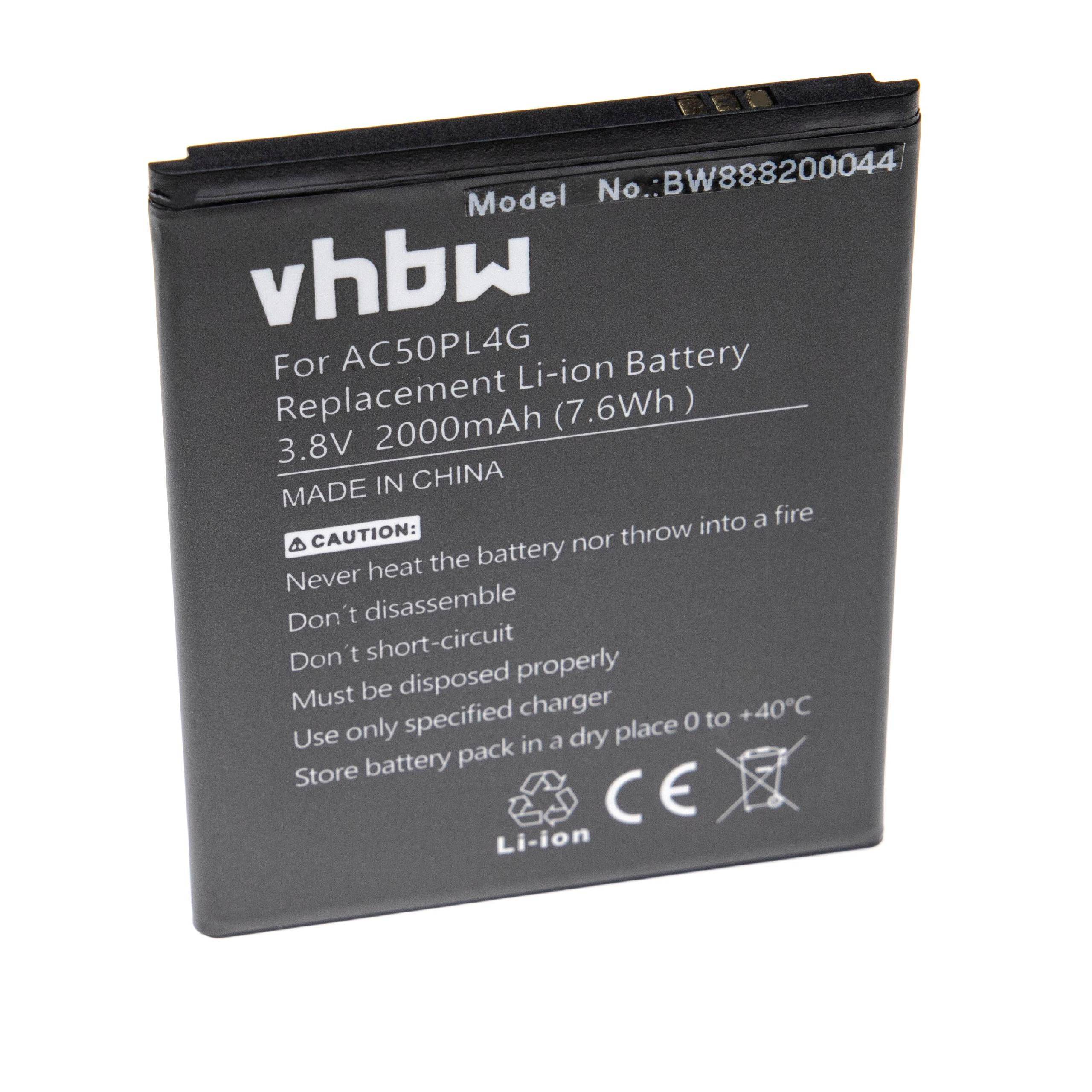 vhbw Akku Ersatz für Archos AC50PL4G | für Handy Smartphone Telefon (2000 mAh, 3,8 V, Li-Ion)-0