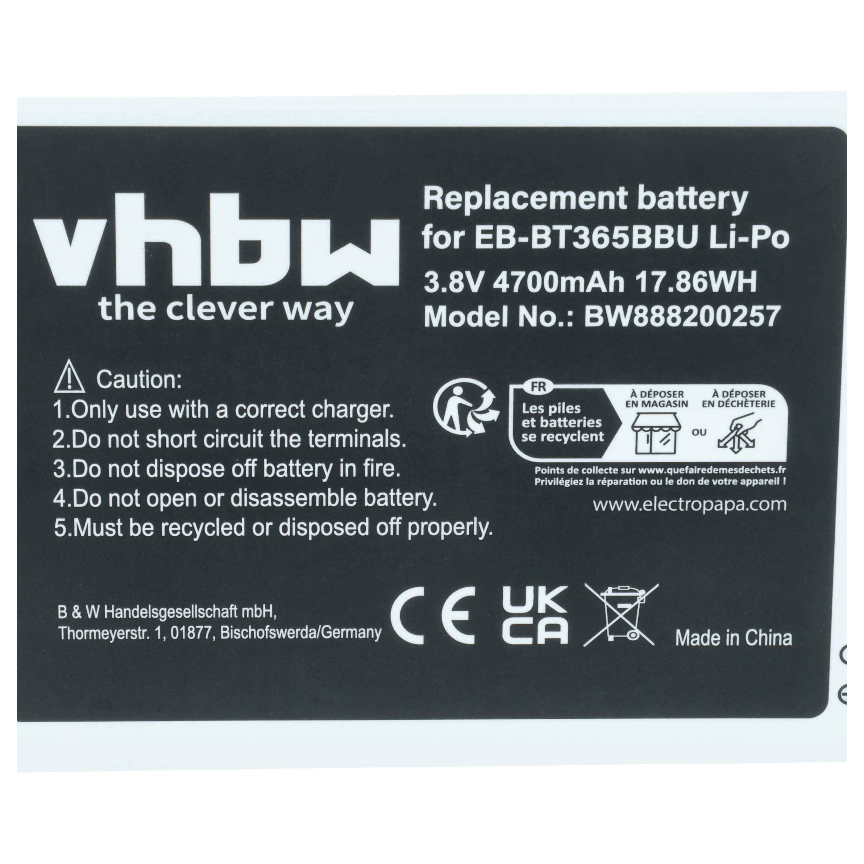 vhbw 1x Akku kompatibel mit Samsung Galaxy Tab Active | Active 2, Active 2 8.0, Active 2 8.0 LTE, Active 2 8.0 TD-LTE-3