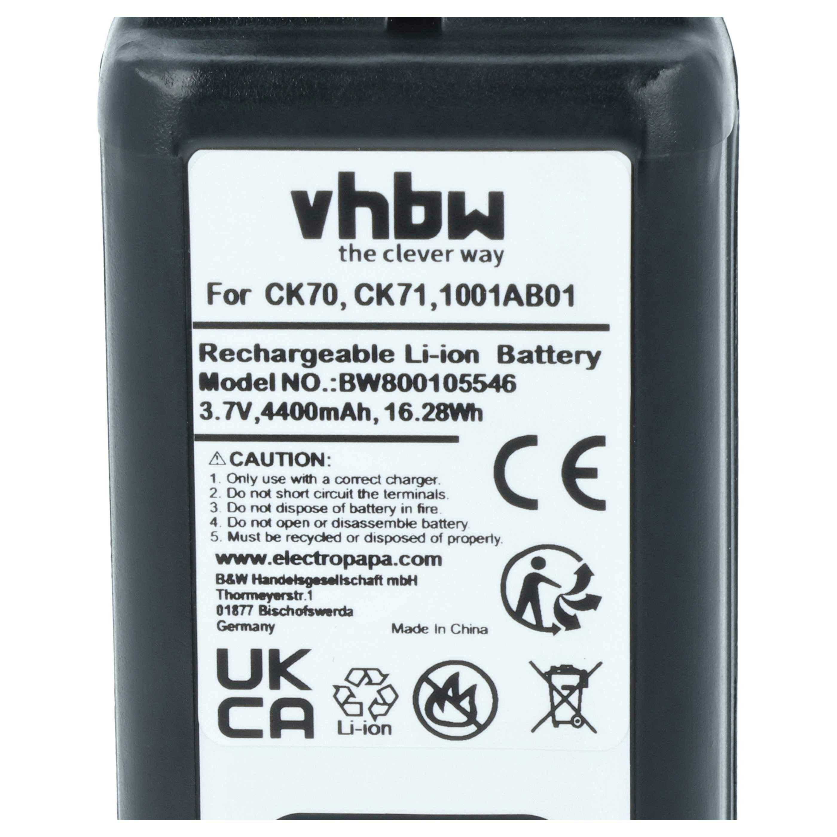 vhbw 5x Akku kompatibel mit Intermec CK70A | CK70, CK71A, CK71 Mobilcomputer PDA Scanner (4400 mAh, 3,7 V, Li-Ion)-3