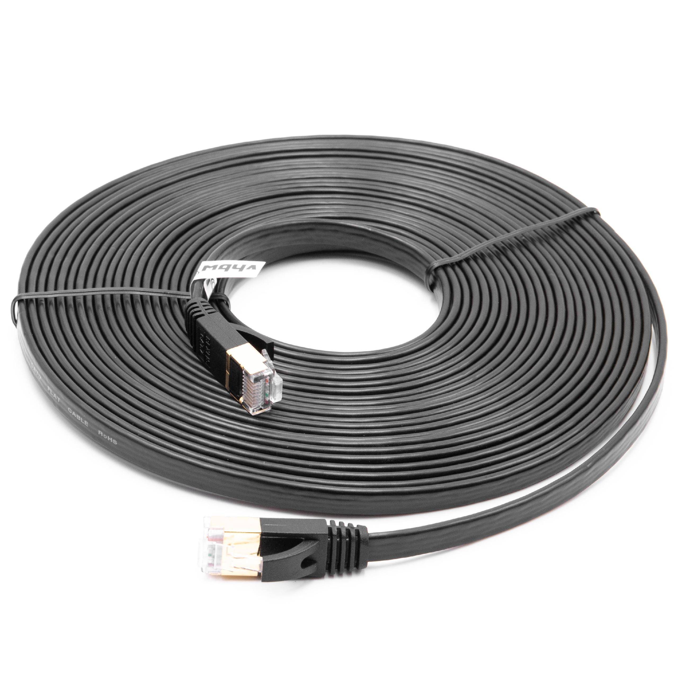 vhbw Netzwerkkabel LAN Kabel Patchkabel Cat7 | 8 m Schwarz, Flach-0