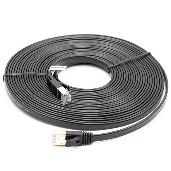 vhbw Netzwerkkabel LAN Kabel Patchkabel Cat7 | 8 m Schwarz, Flach