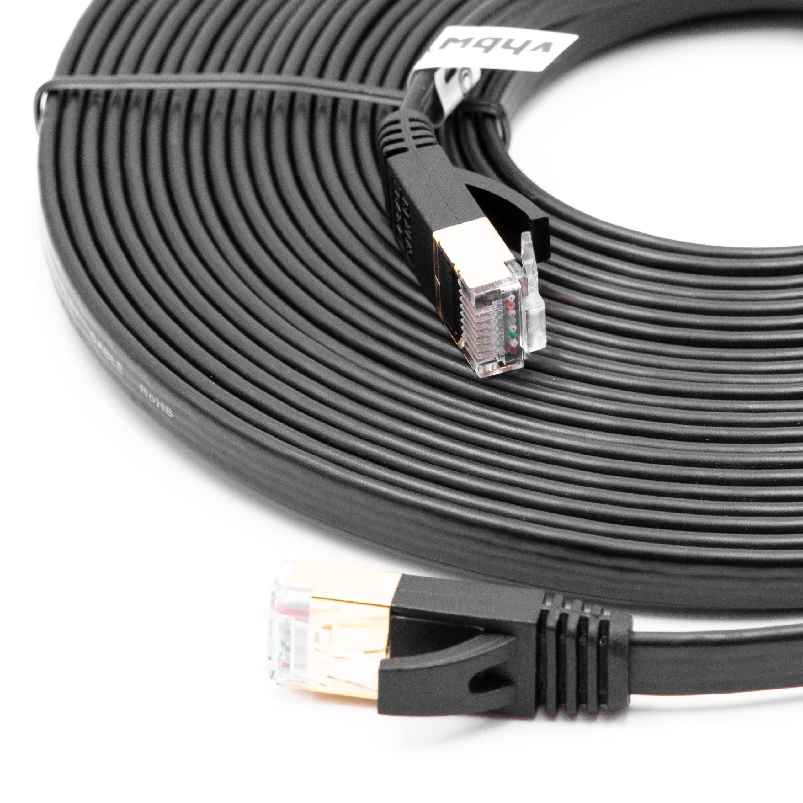 vhbw Netzwerkkabel LAN Kabel Patchkabel Cat7 | 8 m Schwarz, Flach-1