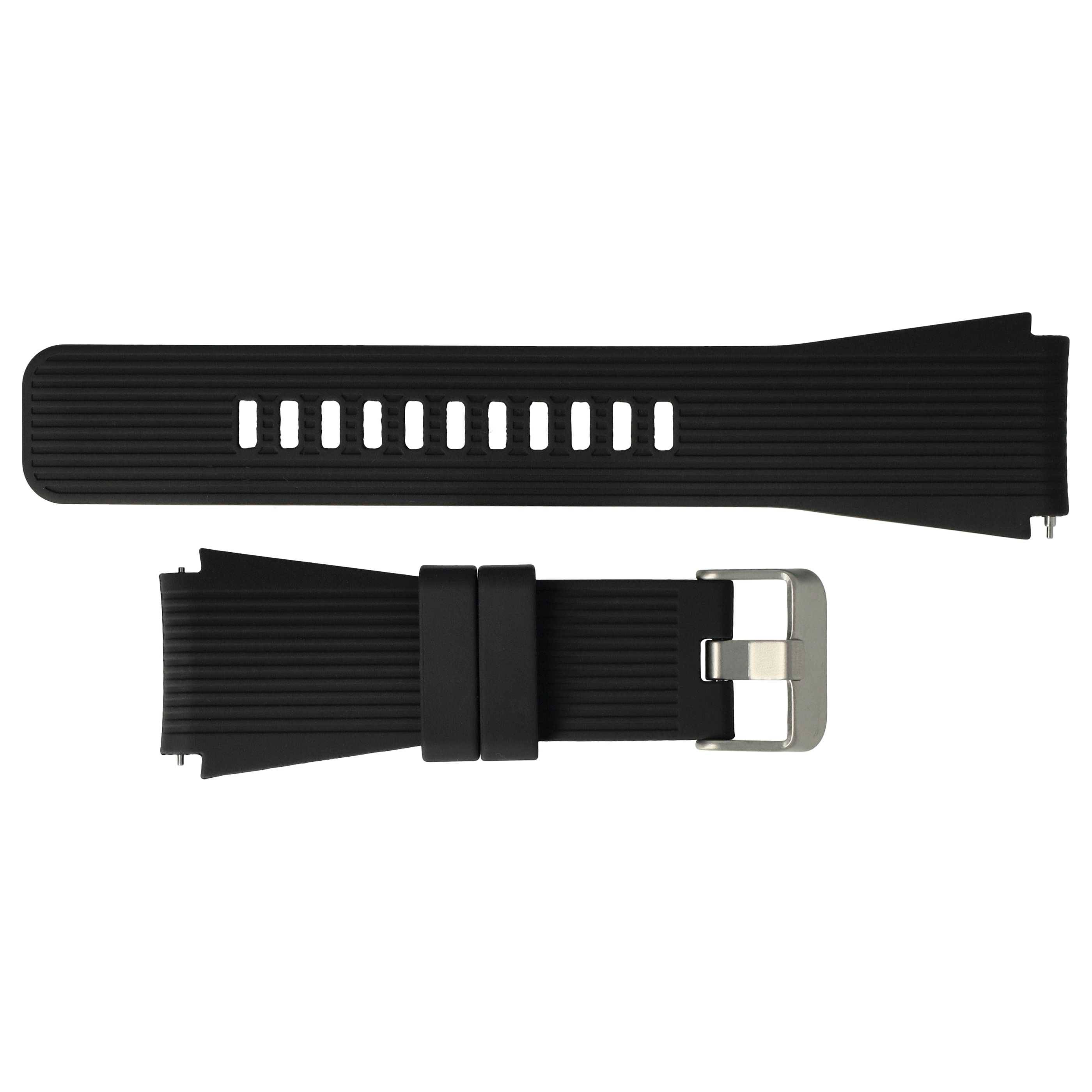 vhbw Ersatz Armband kompatibel mit Samsung Gear S3 Fitnessuhr | Smartwatch - 13,1 + 7,1 cm geriffelt Silikon schwarz-0