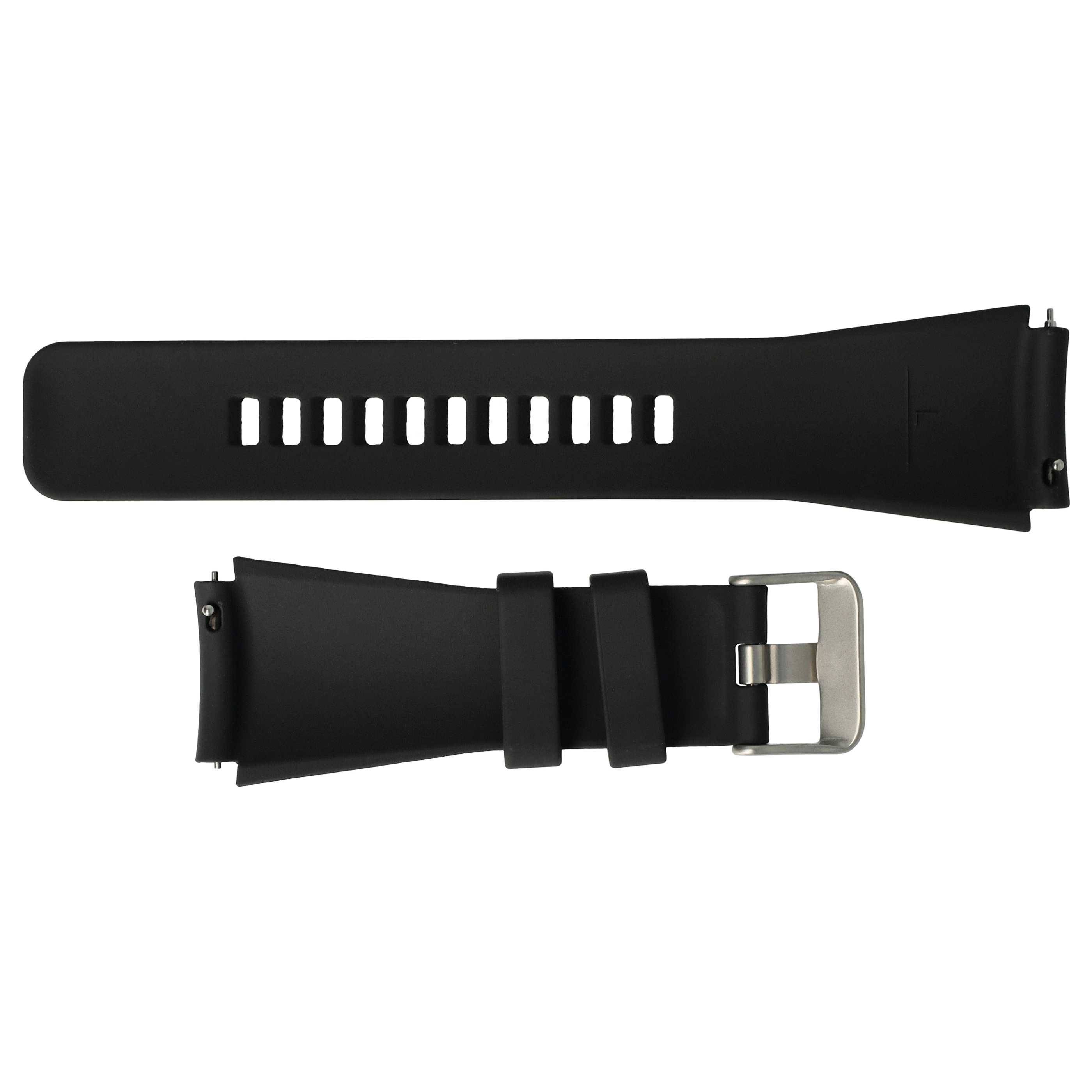 vhbw Ersatz Armband kompatibel mit Samsung Gear S3 Fitnessuhr | Smartwatch - 13,1 + 7,1 cm geriffelt Silikon schwarz-1