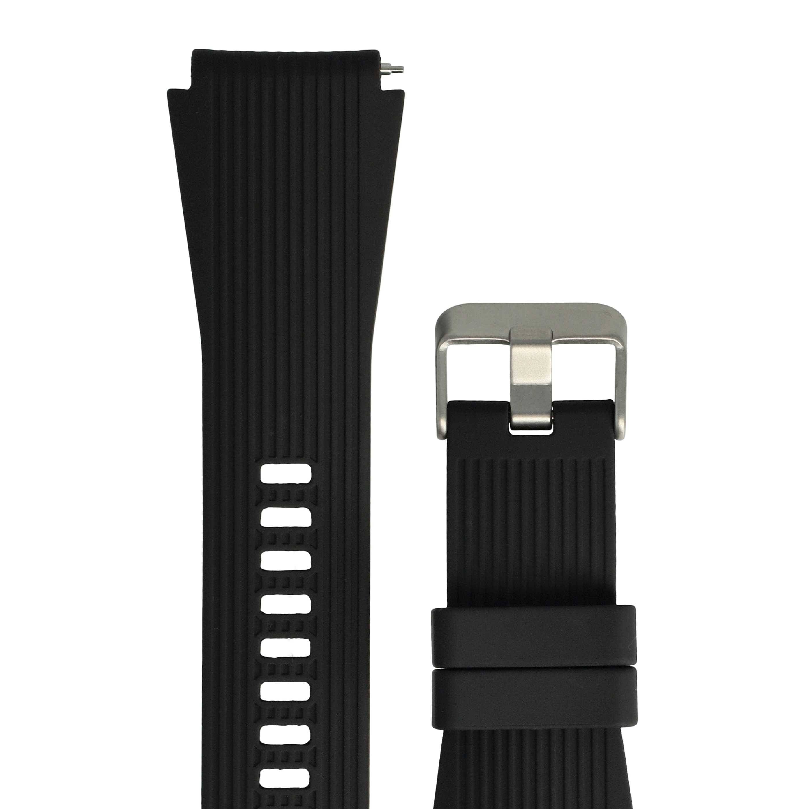 vhbw Ersatz Armband kompatibel mit Samsung Gear S3 Fitnessuhr | Smartwatch - 13,1 + 7,1 cm geriffelt Silikon schwarz-4