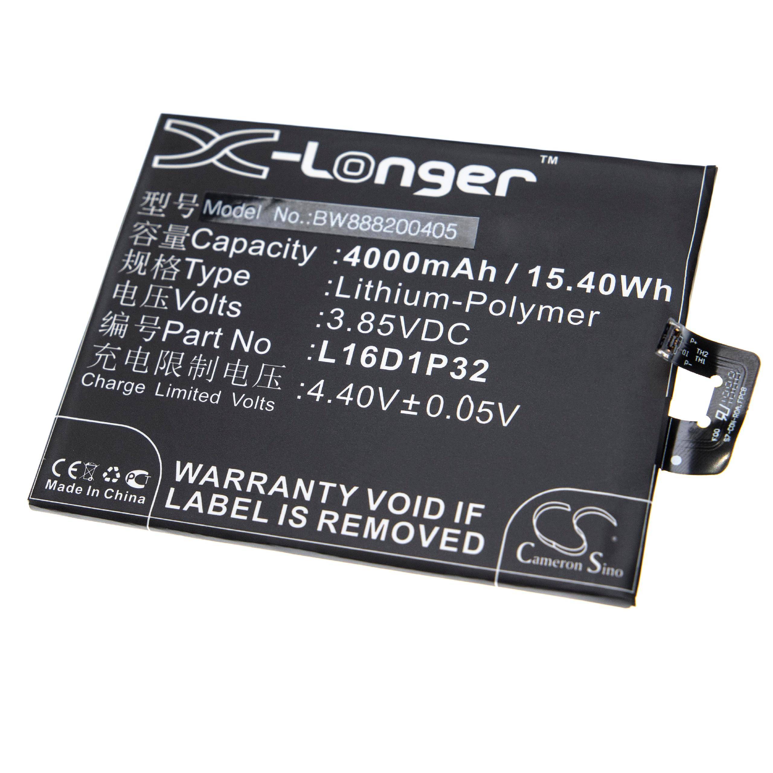 vhbw Akku Ersatz für Lenovo L16D1P32 | für Handy Smartphone Telefon (4000 mAh, 3,85 V, Li-Polymer)-0