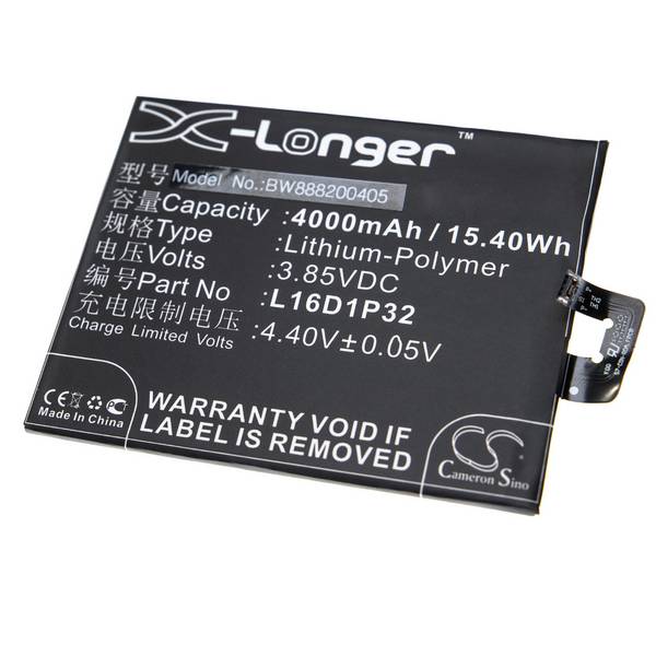 vhbw Akku Ersatz für Lenovo L16D1P32 | für Handy Smartphone Telefon (4000 mAh, 3,85 V, Li-Polymer)
