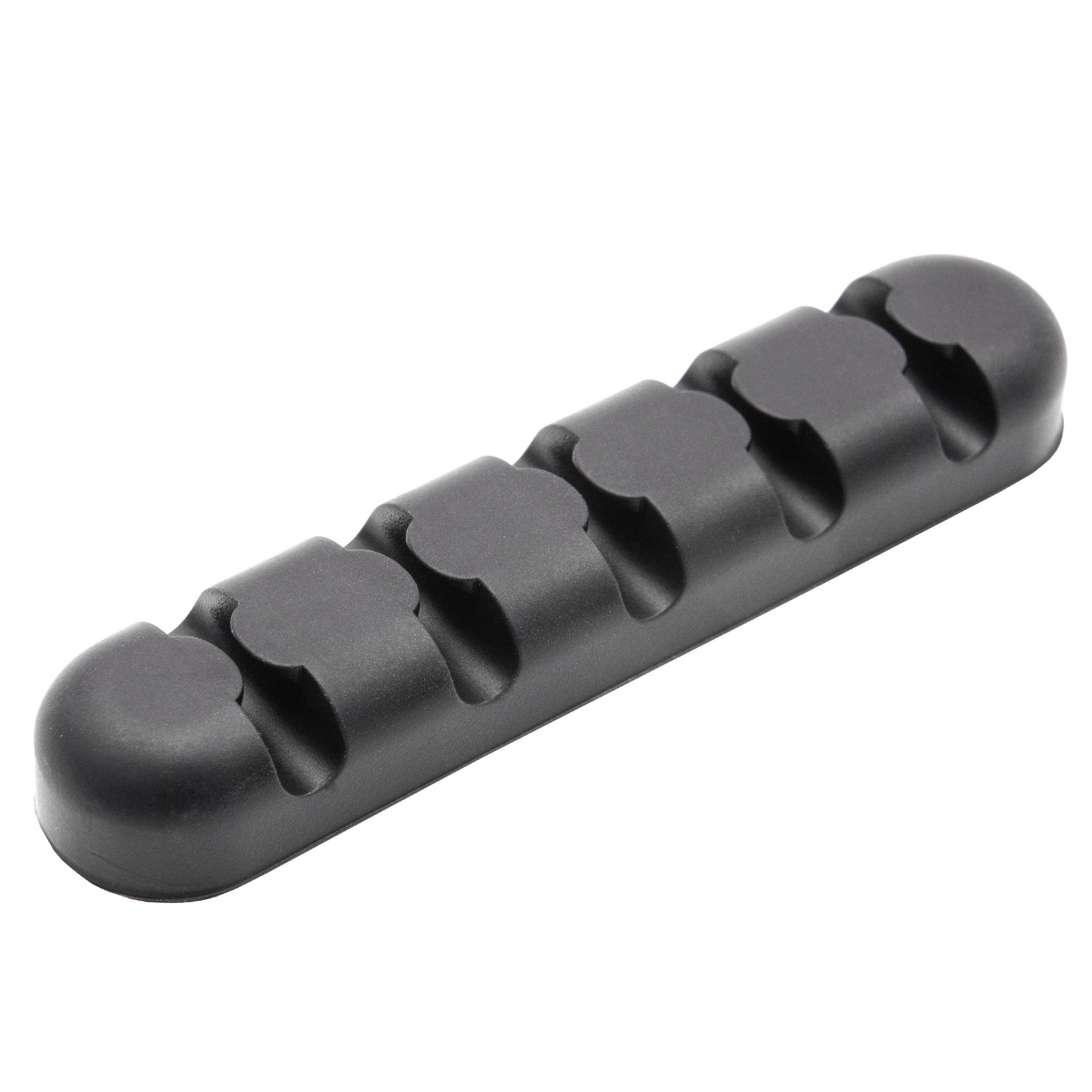 vhbw Kabel-Organizer für Stromkabel, USB-Kabel, Audio-Kabel - Kabelhalter mit 5 Steckplätzen Schwarz-1