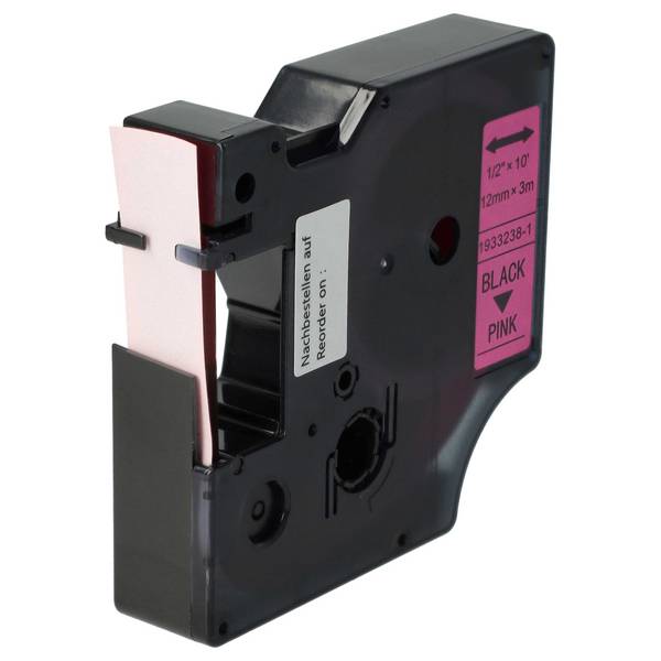 vhbw Schriftband-Kassette Ersatz für Dymo D1 | 1933238-1 für Etiketten-Drucker 3m x 12mm Schwarz auf Leucht-Pink