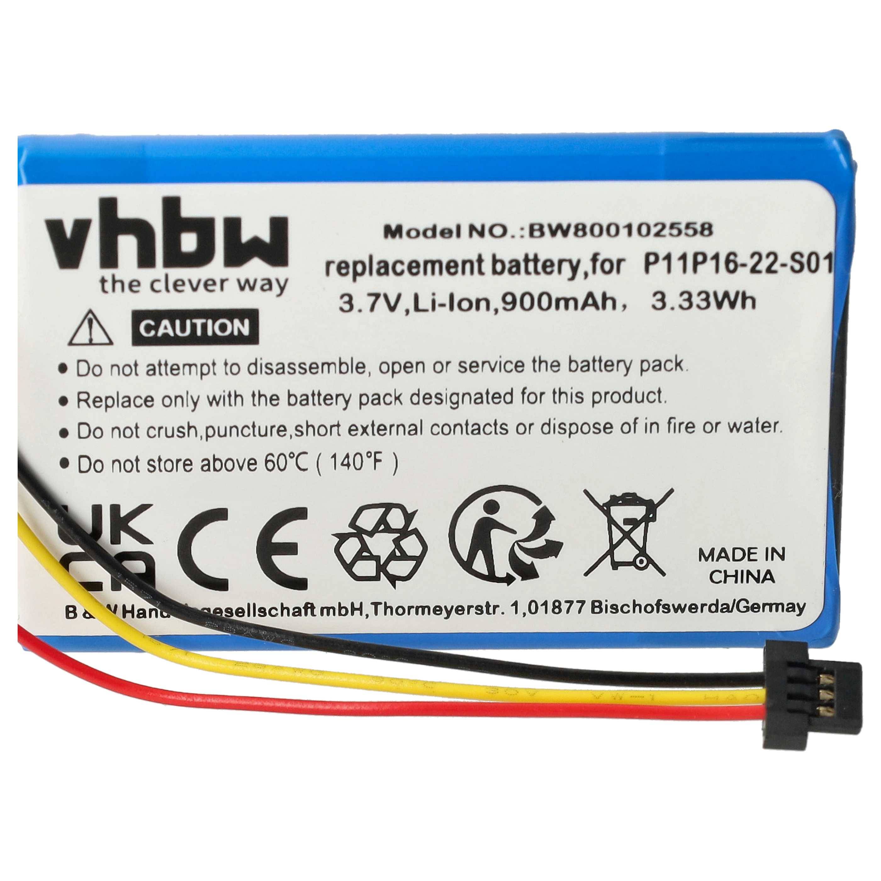 vhbw Akku kompatibel mit TomTom 4ET0.002.07 | Start XL GPS Navigation Navi (900 mAh, 3,7 V, Li-Ion) - Ersatz für-4