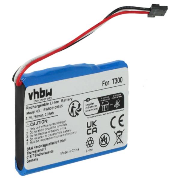 vhbw Akku kompatibel mit Medion GoPal E4435 | E4430, P5460, MD97182 GPS Navigation Navi (750 mAh, 3,7 V, Li-Ion)