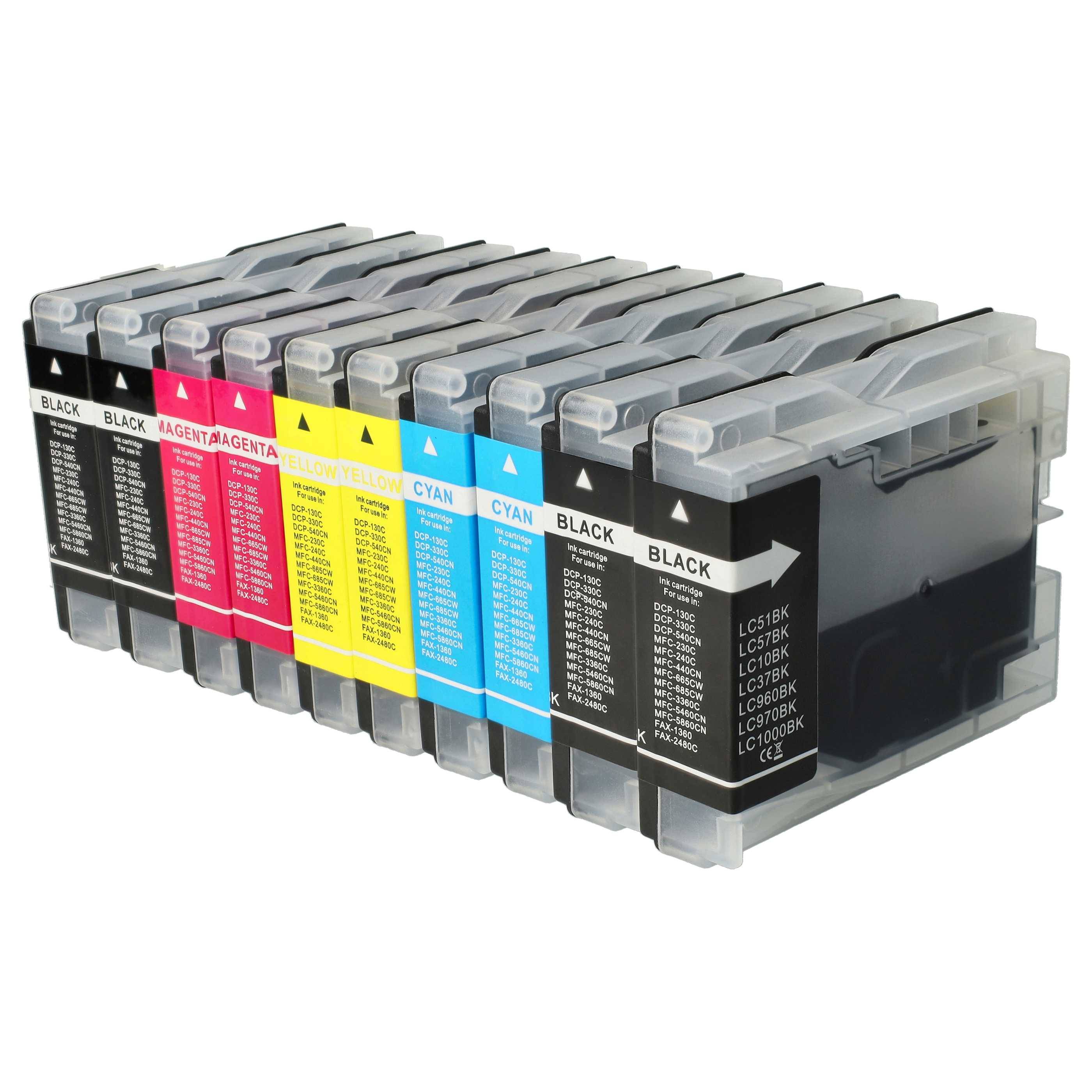 vhbw 10x Tintenpatronen kompatibel mit Brother MFC-Serie | MFC-5860CN Drucker (Kompatibel) Ersatz für LC-1000, LC-970-0