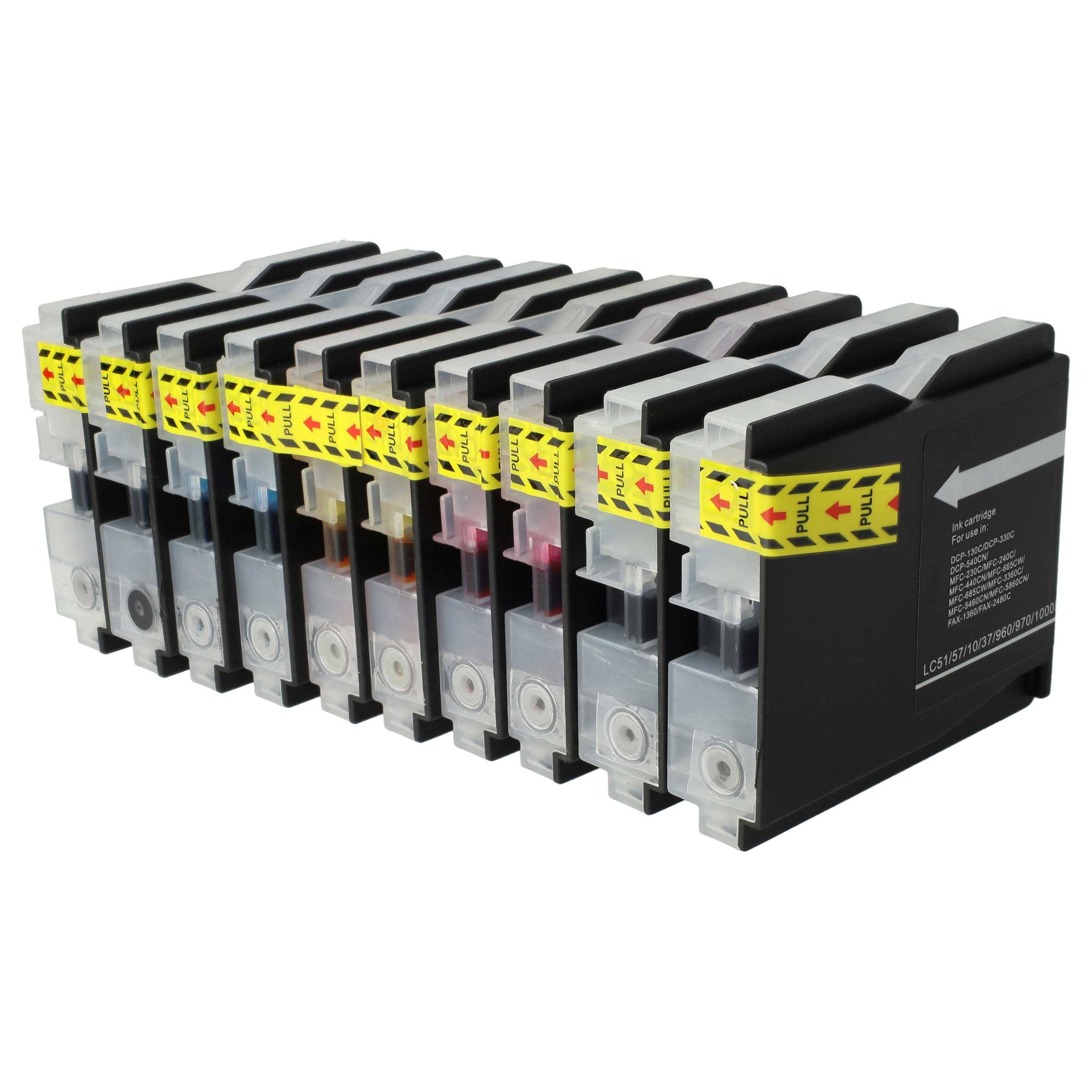 vhbw 10x Tintenpatronen kompatibel mit Brother MFC-Serie | MFC-5860CN Drucker (Kompatibel) Ersatz für LC-1000, LC-970-1