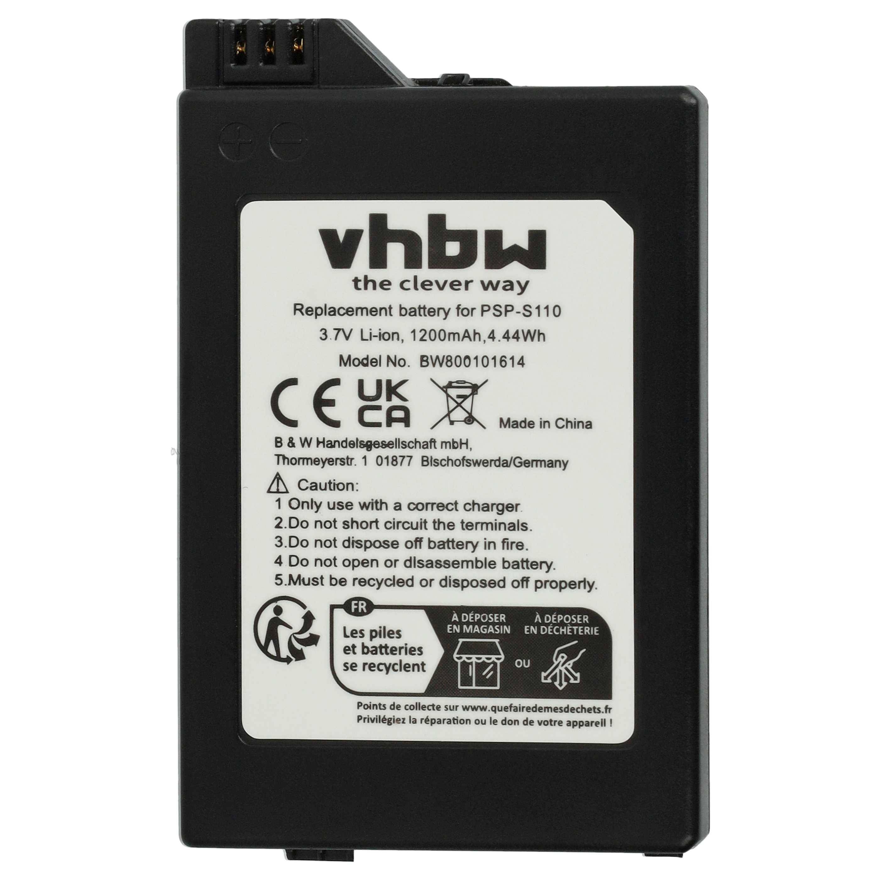 vhbw Akku kompatibel mit Sony PSP 2 Slim & Lite | PSP-2000 PSP-2004, Brite PSP-3000 PSP-3004 (1200mAh, 3,7V, Li-Ion)-0