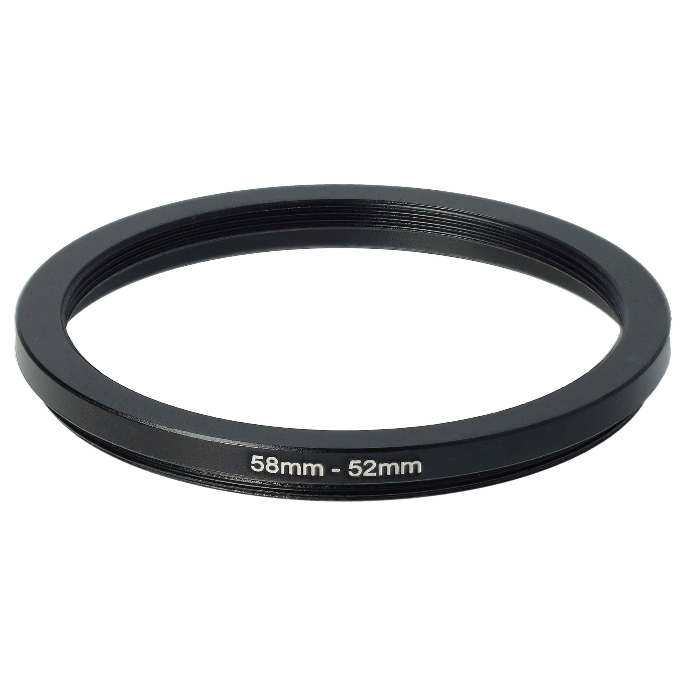 vhbw Step-Down-Ring Adapter von 58 mm auf 52 mm für Kamera Objektiv | Filteradapter, Metall Schwarz-0