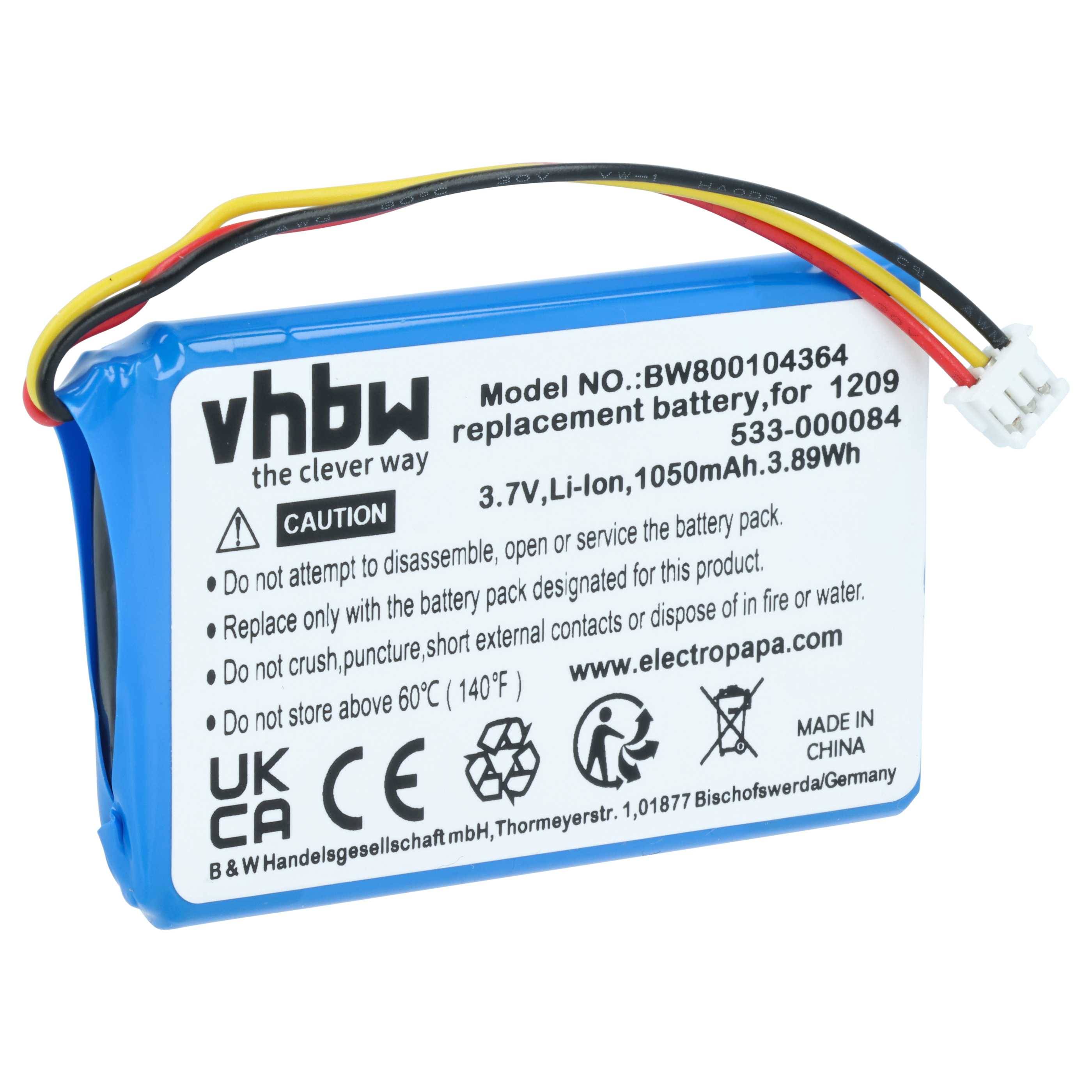 vhbw Akku kompatibel mit Logitech Harmony Touch | 915-000198, Harmony Ultimate Fernbedienung Remote Control (1050 mAh, 3-0