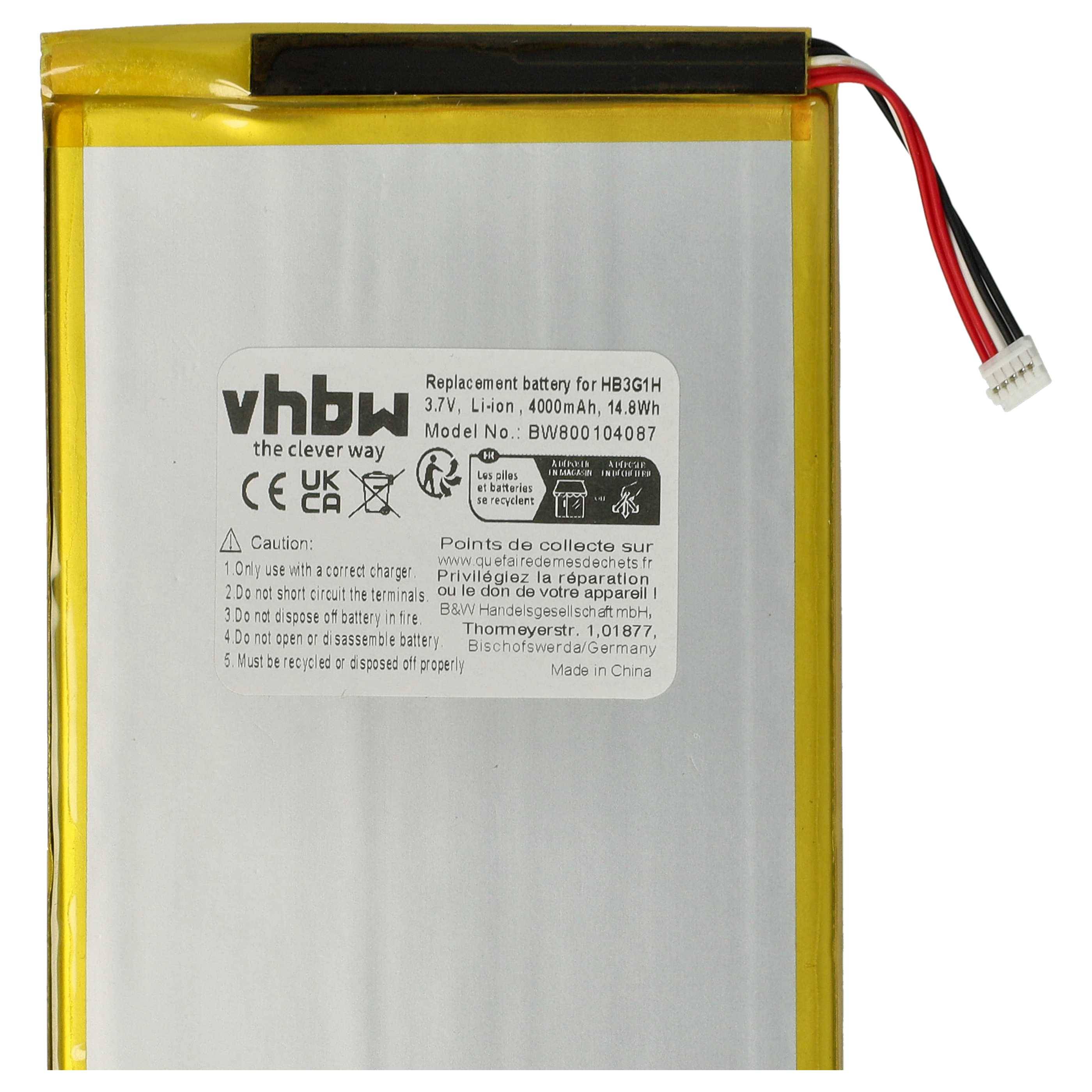 vhbw Akku kompatibel mit Huawei Mediapad 7 Lite | S7-301U Tablet Pad (4000 mAh, 3,7 V, Li-Polymer)-4