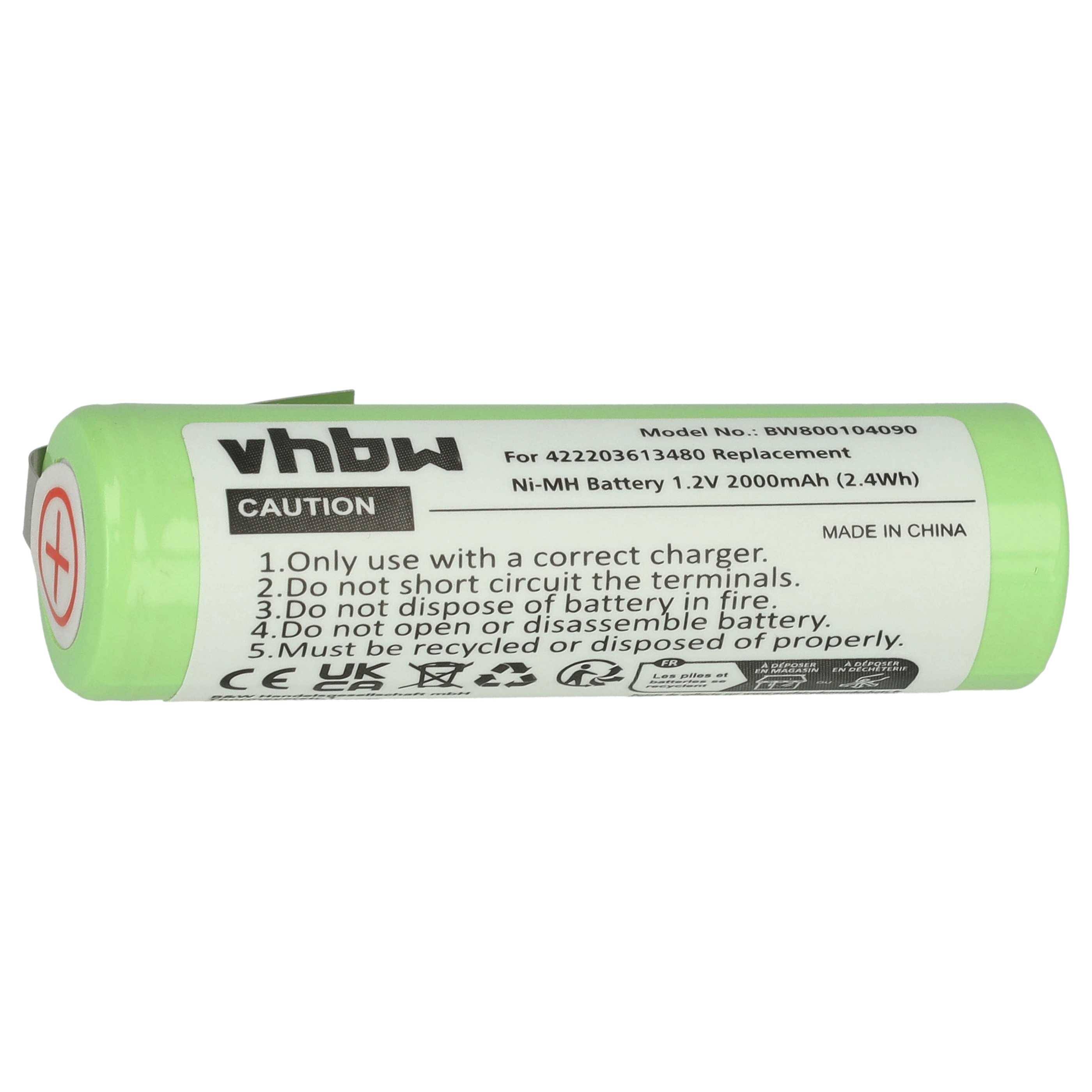 vhbw Akku kompatibel mit Grundig G7585 | G8234, G8235, G8261, G8264, G8265, G8267 Rasierer Haarschneider (2000mAh, 1,2V-0