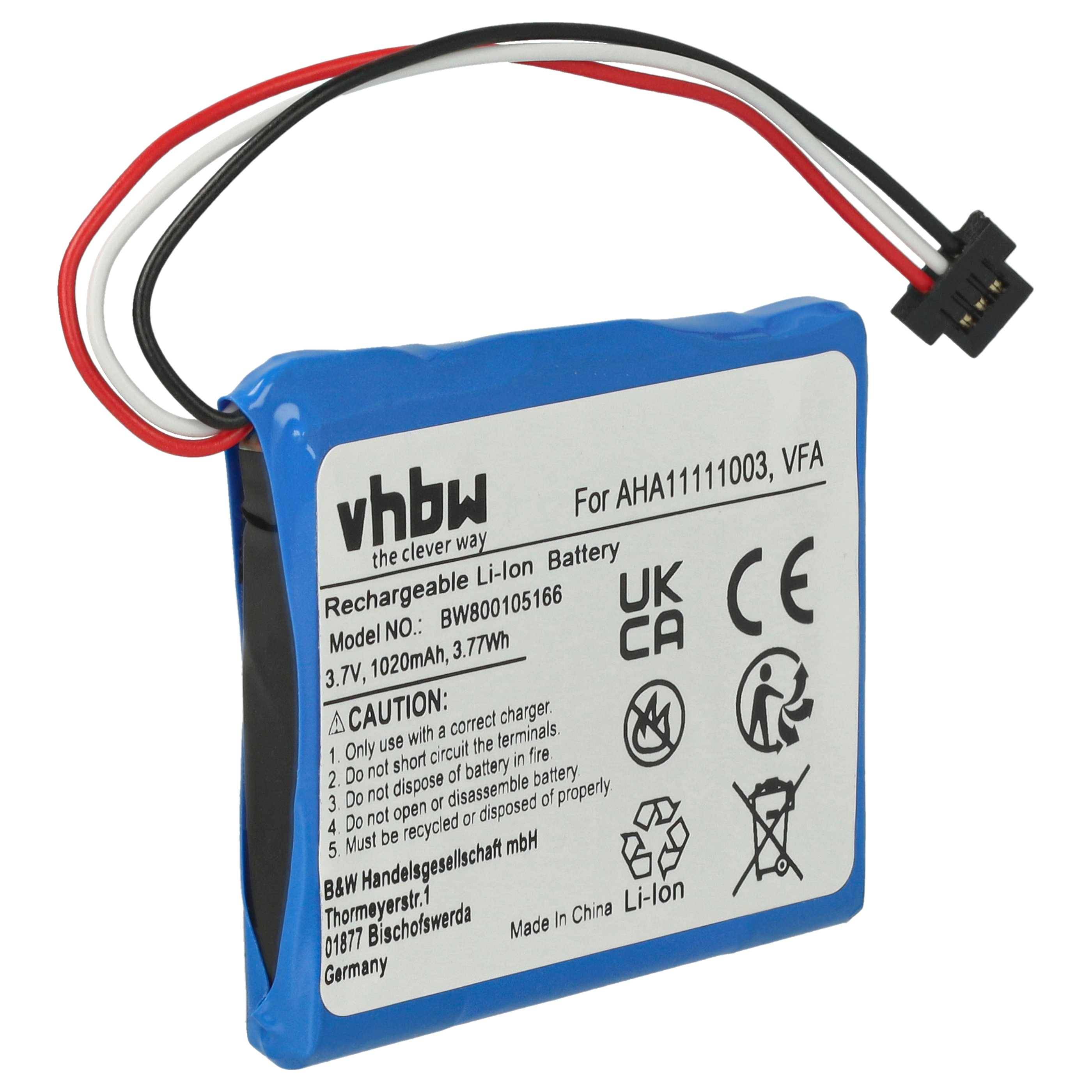 vhbw Akku kompatibel mit TomTom 4EN62 | GPS Navigation Navi (1020 mAh, 3,7 V, Li-Ion)-0