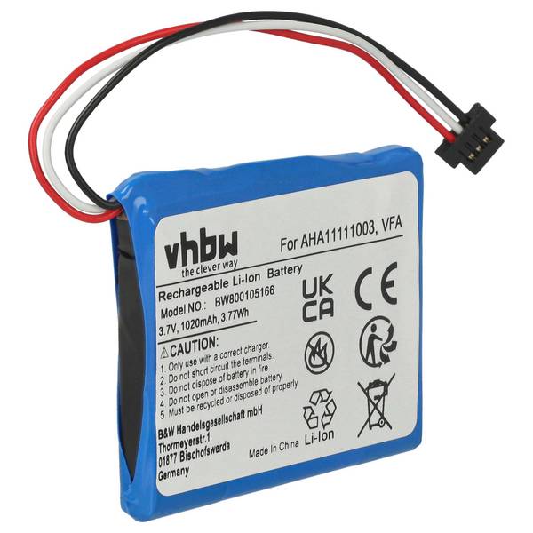 vhbw Akku kompatibel mit TomTom 4EN62 | GPS Navigation Navi (1020 mAh, 3,7 V, Li-Ion)