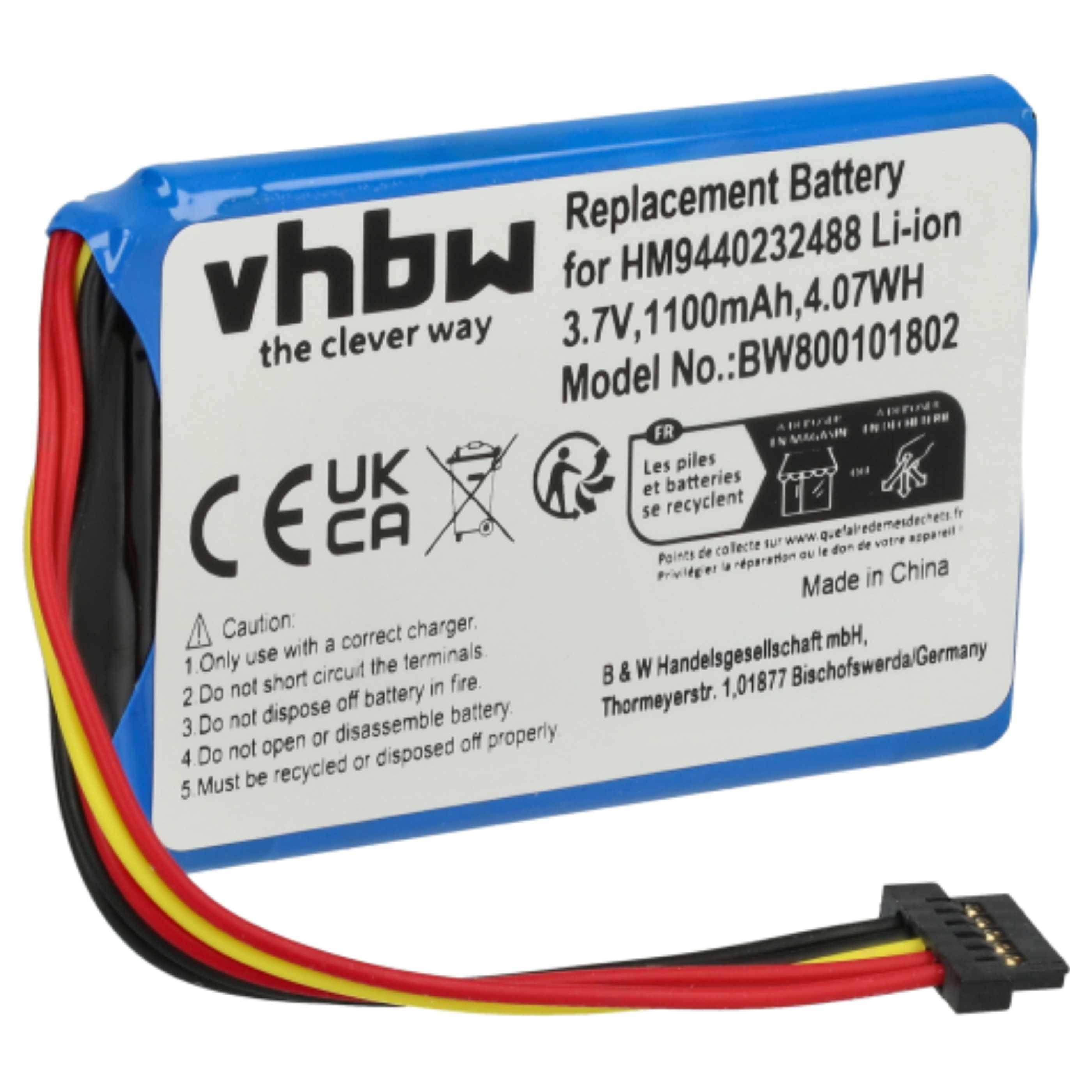vhbw Akku kompatibel mit TomTom Go 8CP9.011.10 | 4CP9.002.00, 950, 950 LIVE GPS Navigation Navi (1100 mAh, 3,7 V-0