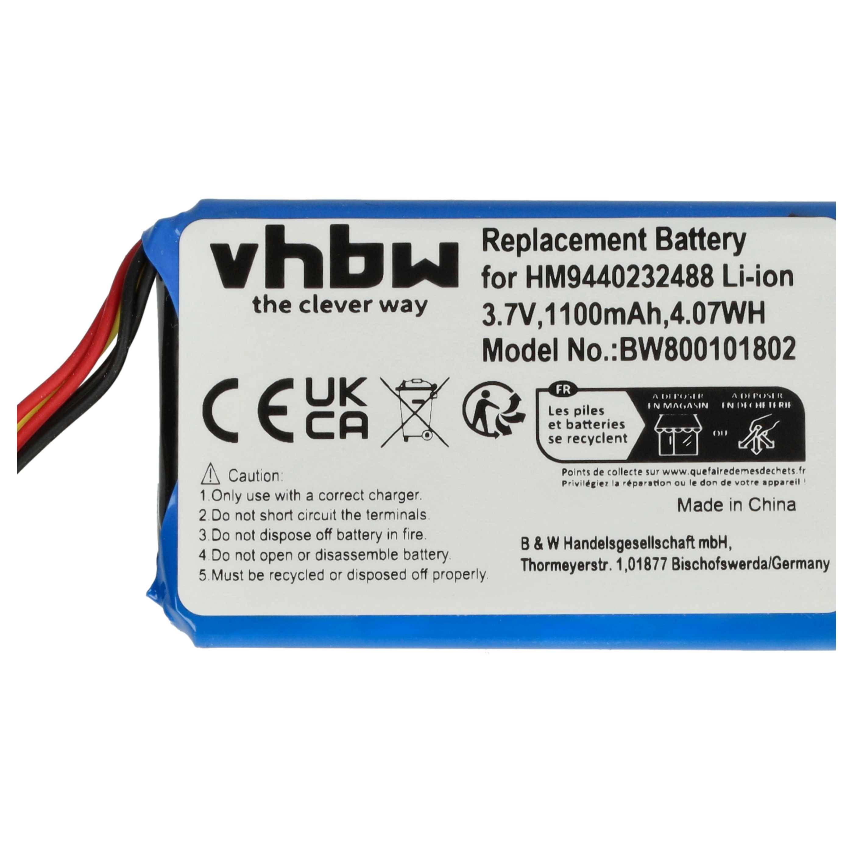 vhbw Akku kompatibel mit TomTom Go 8CP9.011.10 | 4CP9.002.00, 950, 950 LIVE GPS Navigation Navi (1100 mAh, 3,7 V-3