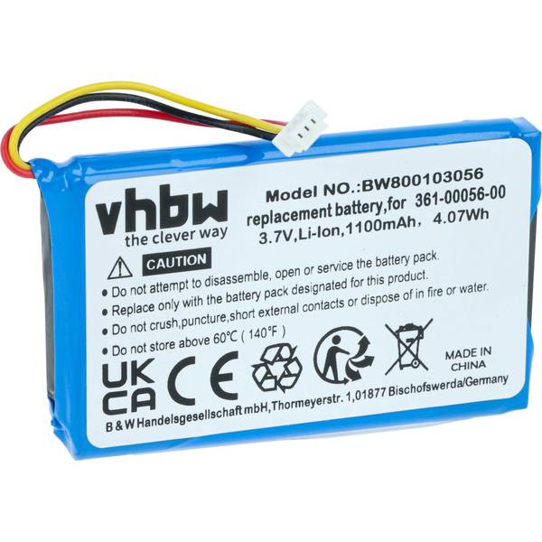 vhbw Akku kompatibel mit Garmin Nüvi 55LMT | 56LM, 56LMT, 57LM, 57LMT, 68LMT GPS Navigation Navi (1100mAh, 3,7V, Li-Ion)