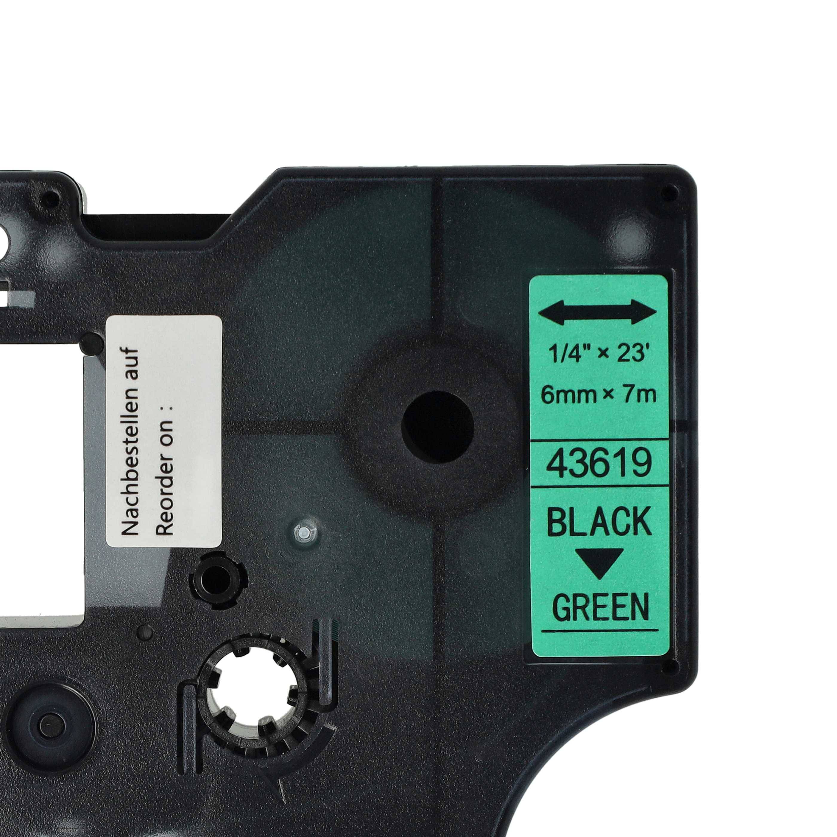 vhbw Schriftband kompatibel mit Dymo LabelManager PC II Schwarz auf Grün | Etiketten-Drucker 7m x 6mm-4