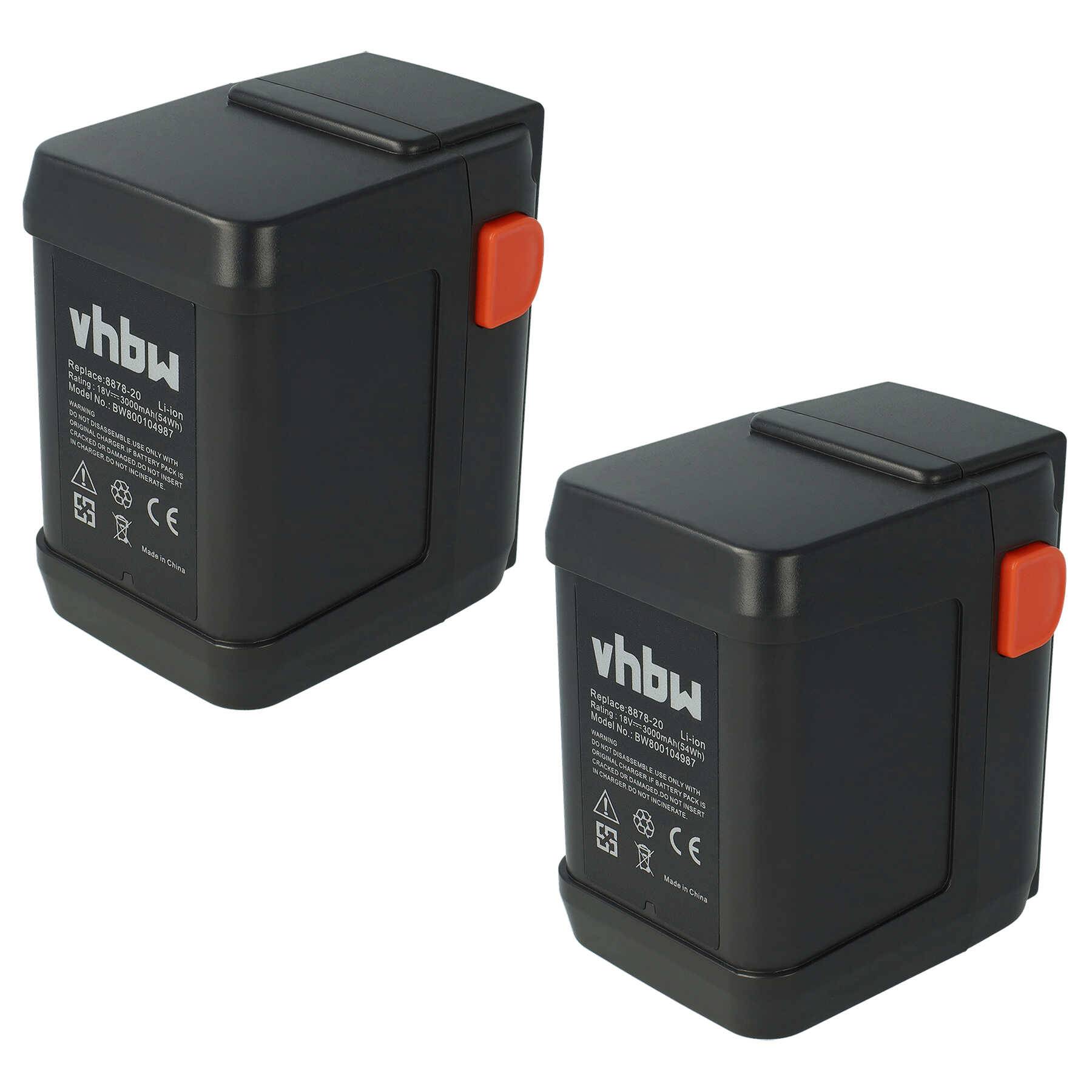 vhbw 2x Akku kompatibel mit Gardena CST 2018-Li (8865-20) | EasyCut 42 Accu (8870-20) Grasschere, Strauchschere (3000mAh-0