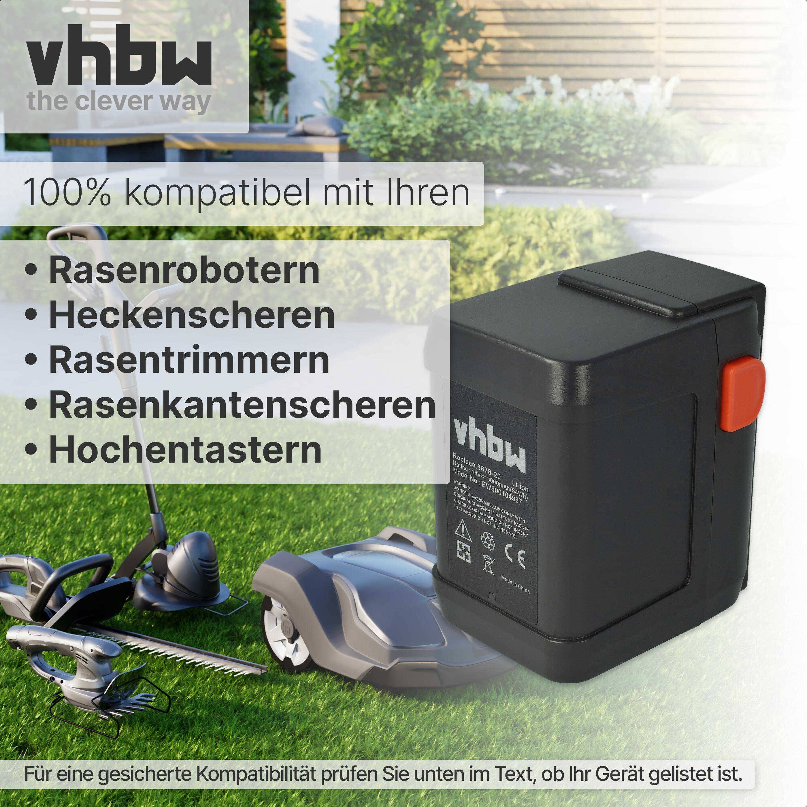 vhbw 2x Akku kompatibel mit Gardena CST 2018-Li (8865-20) | EasyCut 42 Accu (8870-20) Grasschere, Strauchschere (3000mAh-1