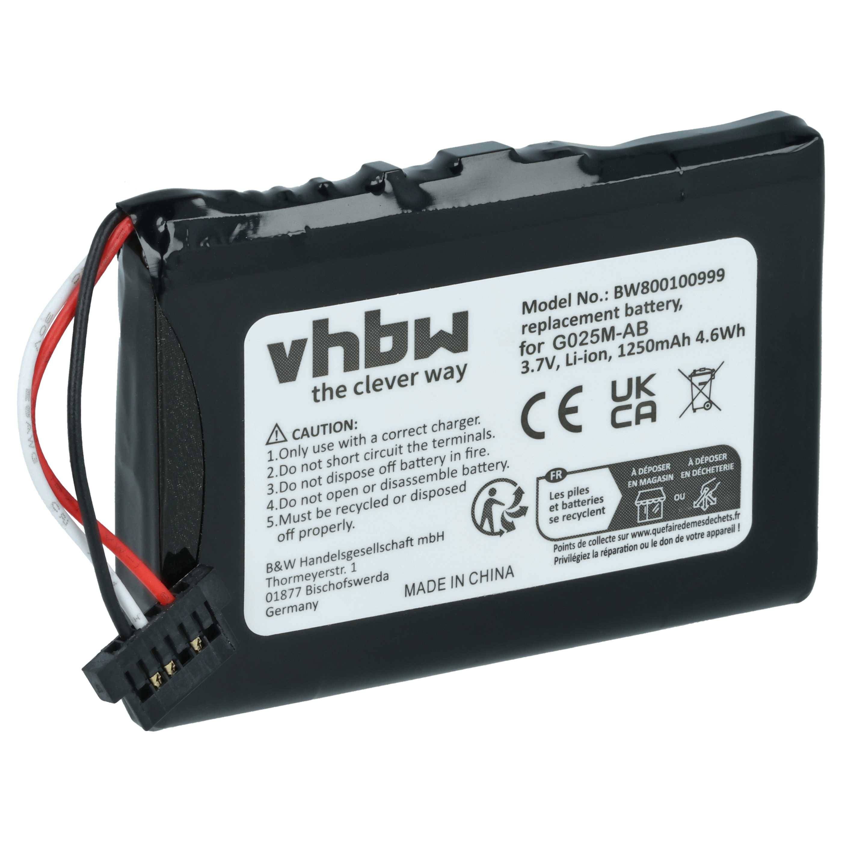 vhbw 1x Akku kompatibel mit Medion MD96252, MD96269, MD96270, MD96271, MD96272 GPS Navigation Navi (1200 mAh, 3,7 V-0