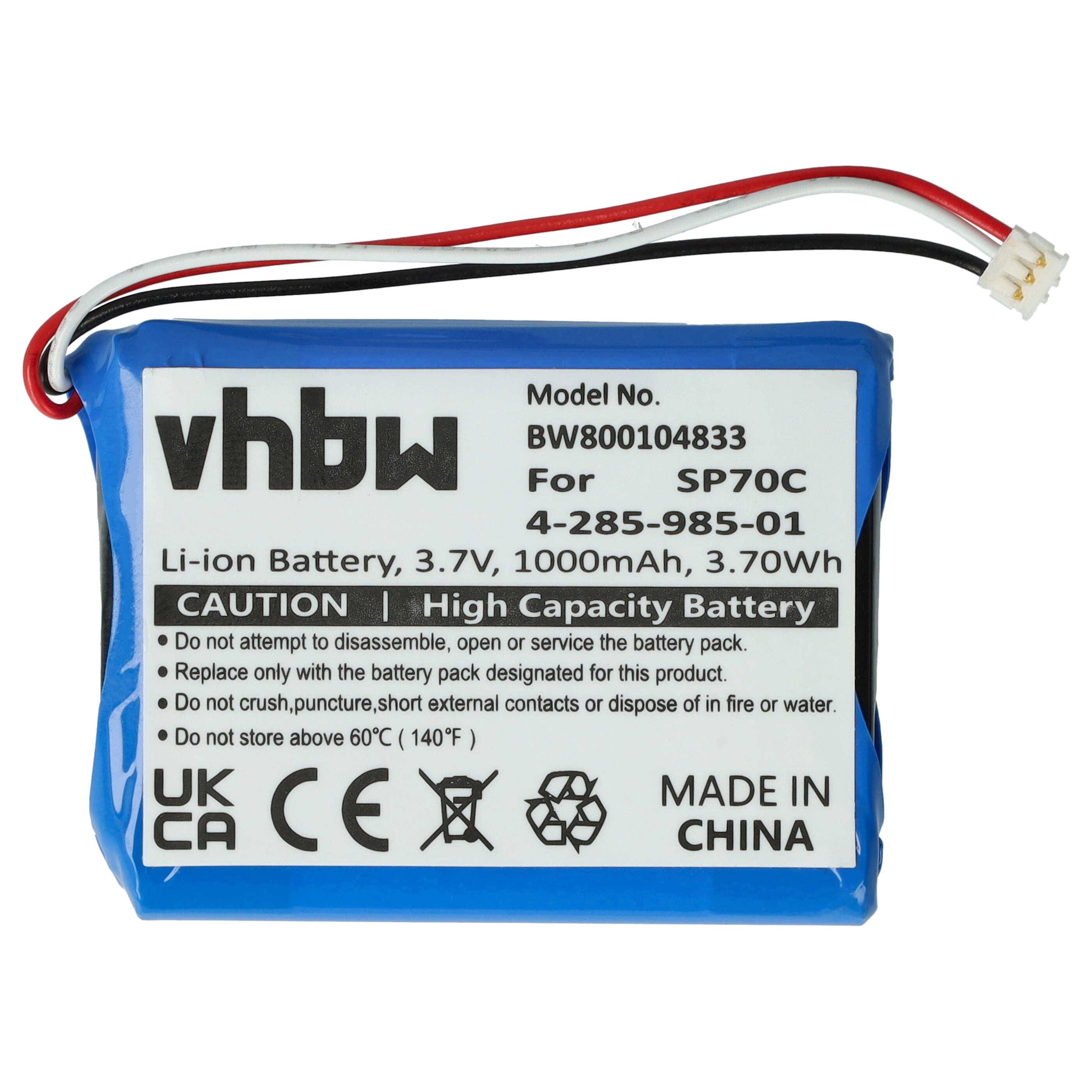 vhbw Akku kompatibel mit Sony Pulse Wireless Headset 7.1 | Spielekonsole (1000 mAh, 3,7 V, Li-Ion)-0