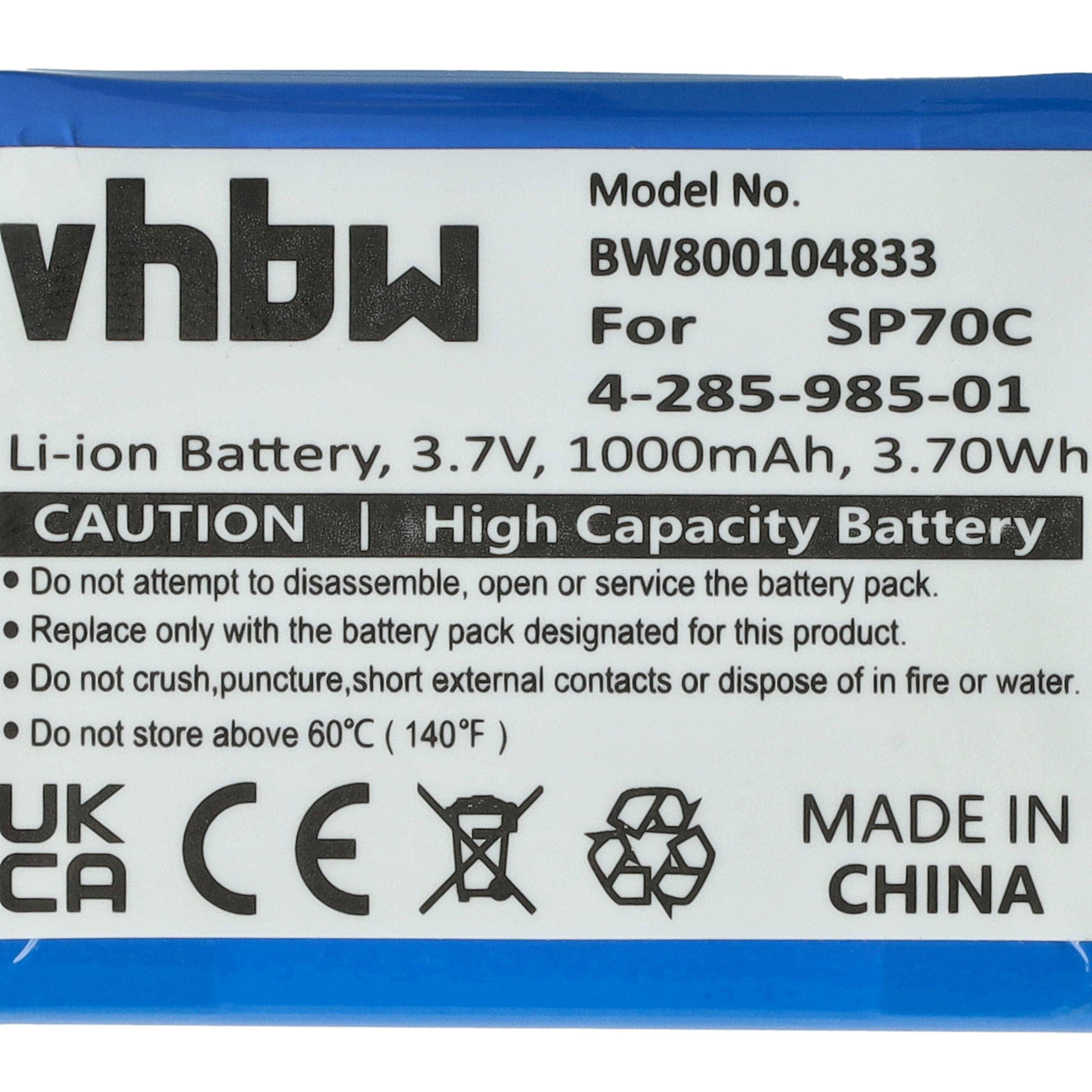 vhbw Akku kompatibel mit Sony Pulse Wireless Headset 7.1 | Spielekonsole (1000 mAh, 3,7 V, Li-Ion)-4