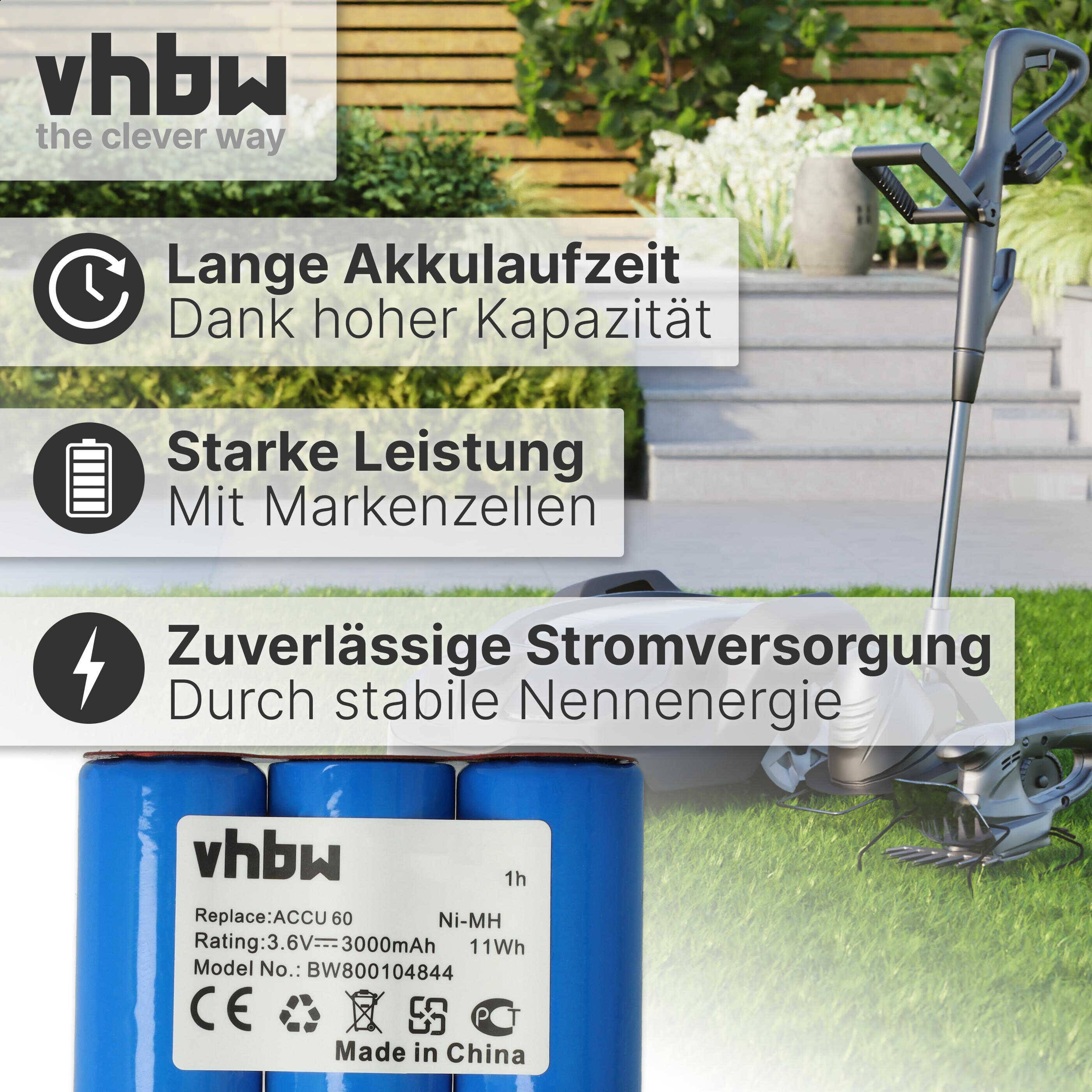 vhbw Akku kompatibel mit Gardena Rasenkantenschere Accu 45 (8808) | Accu 60 (8800, 8810), Wolf RV-E6 7084889, Garne-2