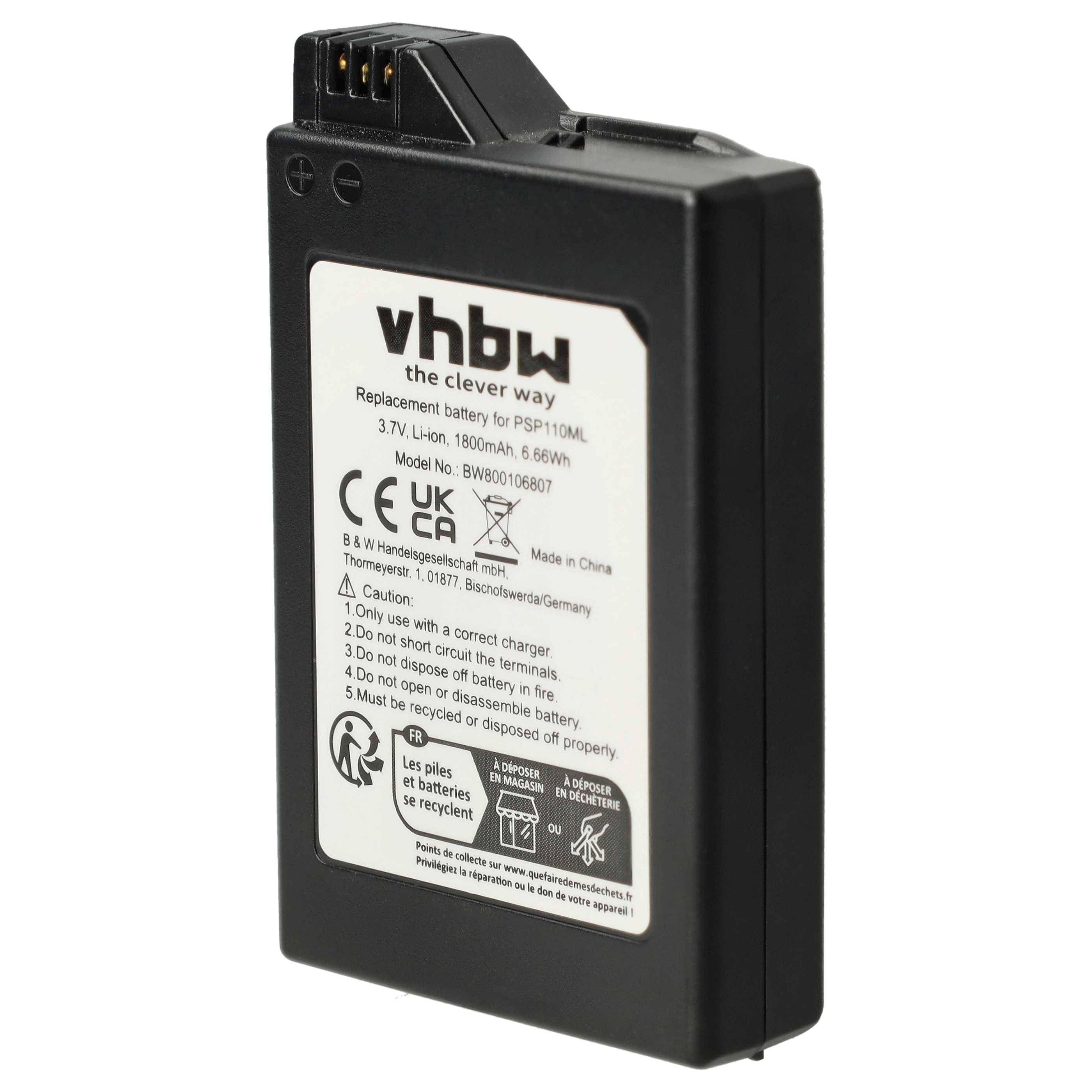 vhbw Akku kompatibel mit Sony Playstation Portable PSP-1000 | PSP-1000K-CW, PSP-1001, PSP-1004, PSP-1006, PSP-1010 --0