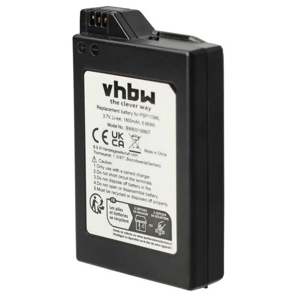 vhbw Akku kompatibel mit Sony Playstation Portable PSP-1000 | PSP-1000K-CW, PSP-1001, PSP-1004, PSP-1006, PSP-1010 -