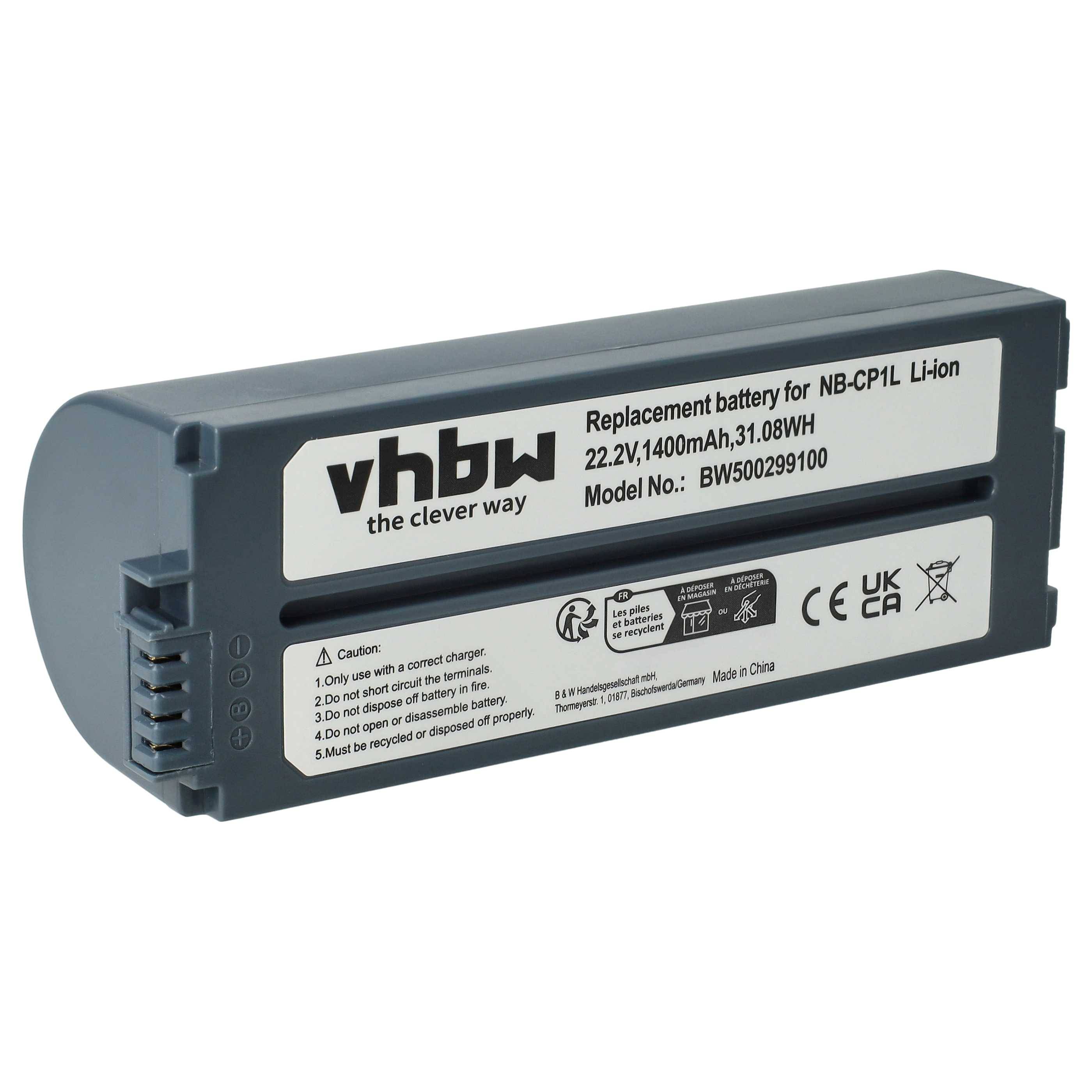 vhbw Akku kompatibel mit Canon Selphy CP-1200 | CP-1000, CP-100, CP-1300, CP-1500, CP-200, CP-220 Fotodrucker (1400 mAh-0