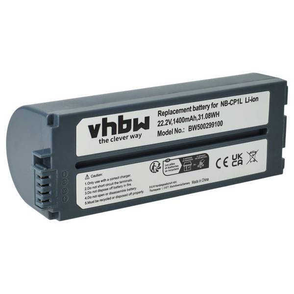 vhbw Akku kompatibel mit Canon Selphy CP-1200 | CP-1000, CP-100, CP-1300, CP-1500, CP-200, CP-220 Fotodrucker (1400 mAh