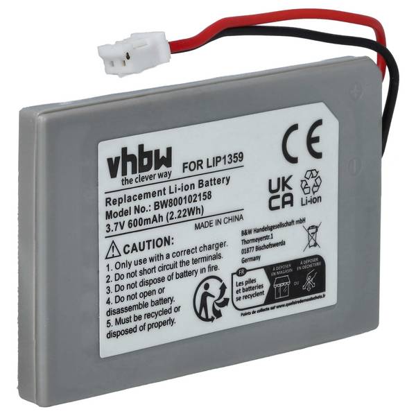 vhbw Akku kompatibel mit Sony Playstation3 PS3 DualShock 3 WiFi Controller | Gamepad Controller (600 mAh, 3,7 V, Li-Ion)