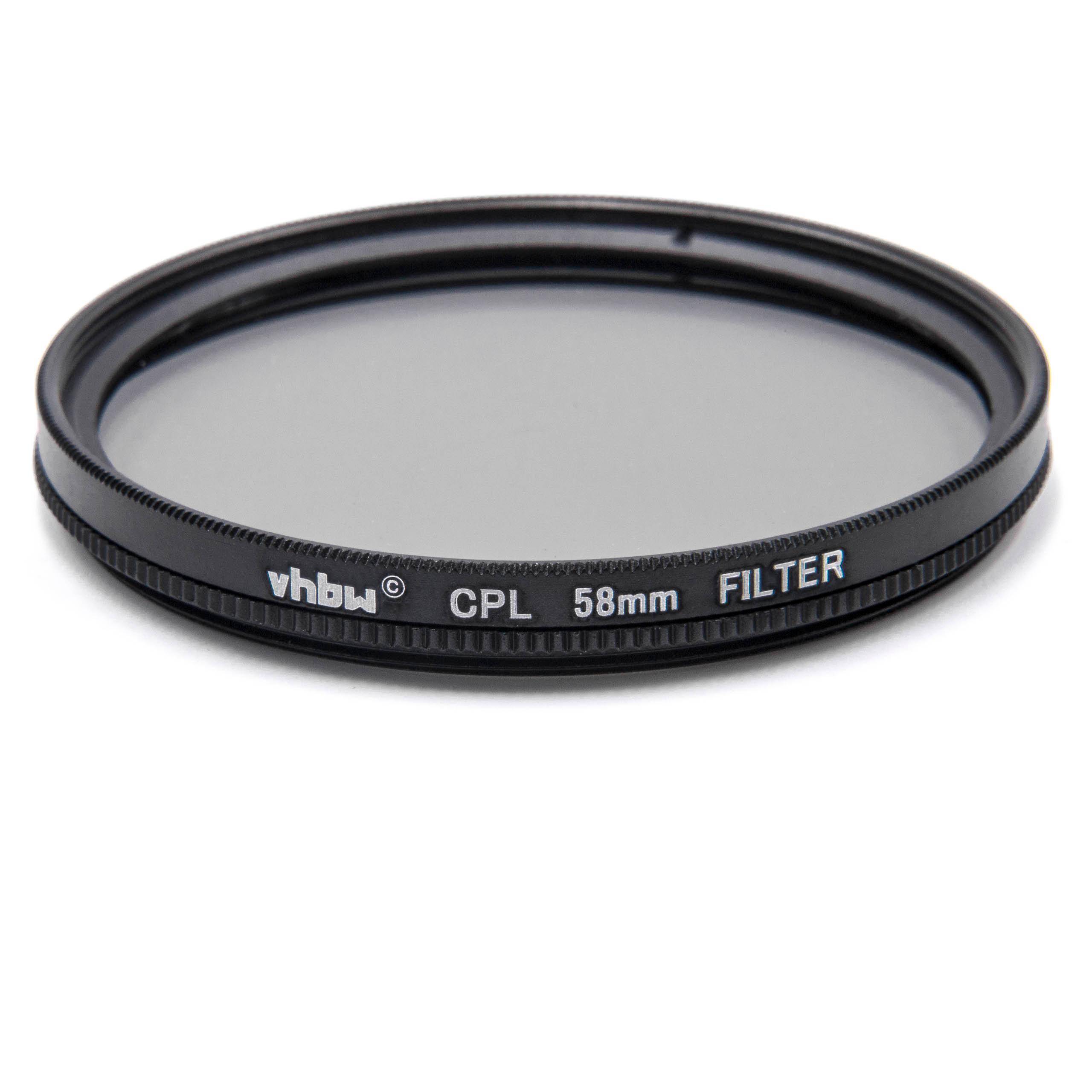 vhbw Polarisationsfilter für Objektive mit 58mm Filtergewinde | Zirkularer Polfilter (CPL), Schwarz, Kamera-0