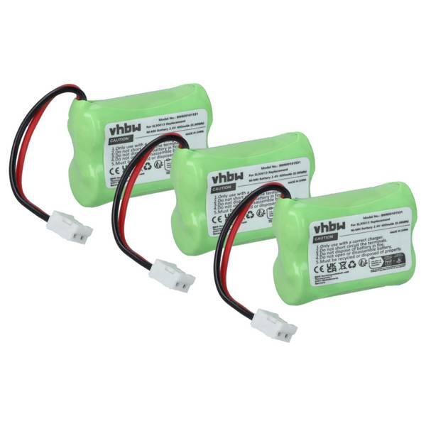 vhbw 3x Akku Ersatz für SL30013 | für schnurlos Festnetz Telefon (400mAh, 2,4V, NiMH)
