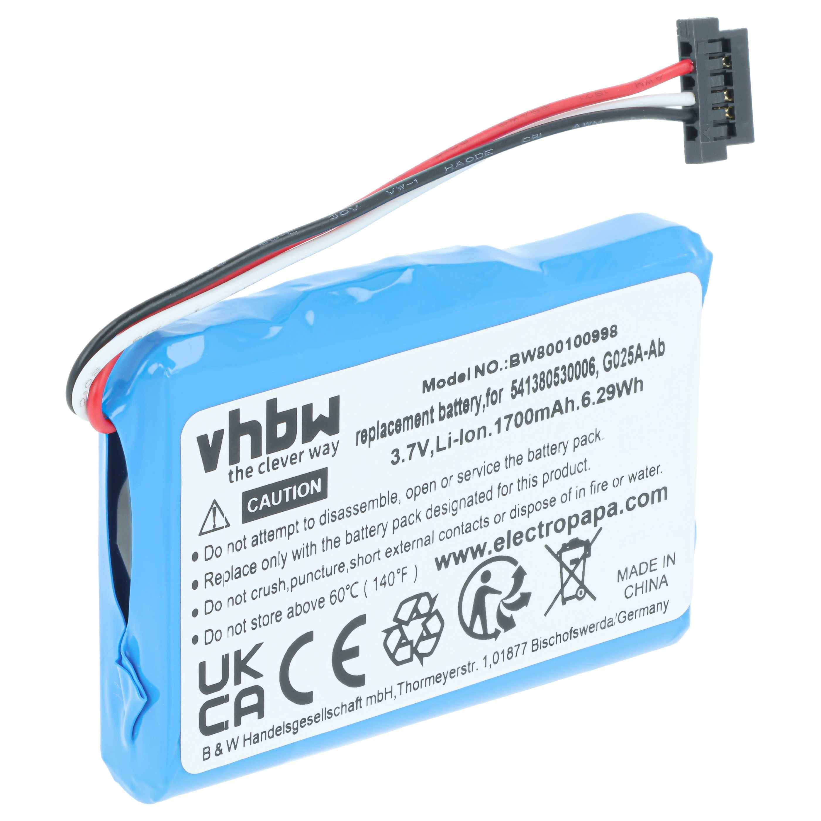 vhbw Akku kompatibel mit Becker Active 50 | 43 Talk, 43 Traffic, 43 Transit GPS Navigation Navi (1700 mAh, 3,7 V