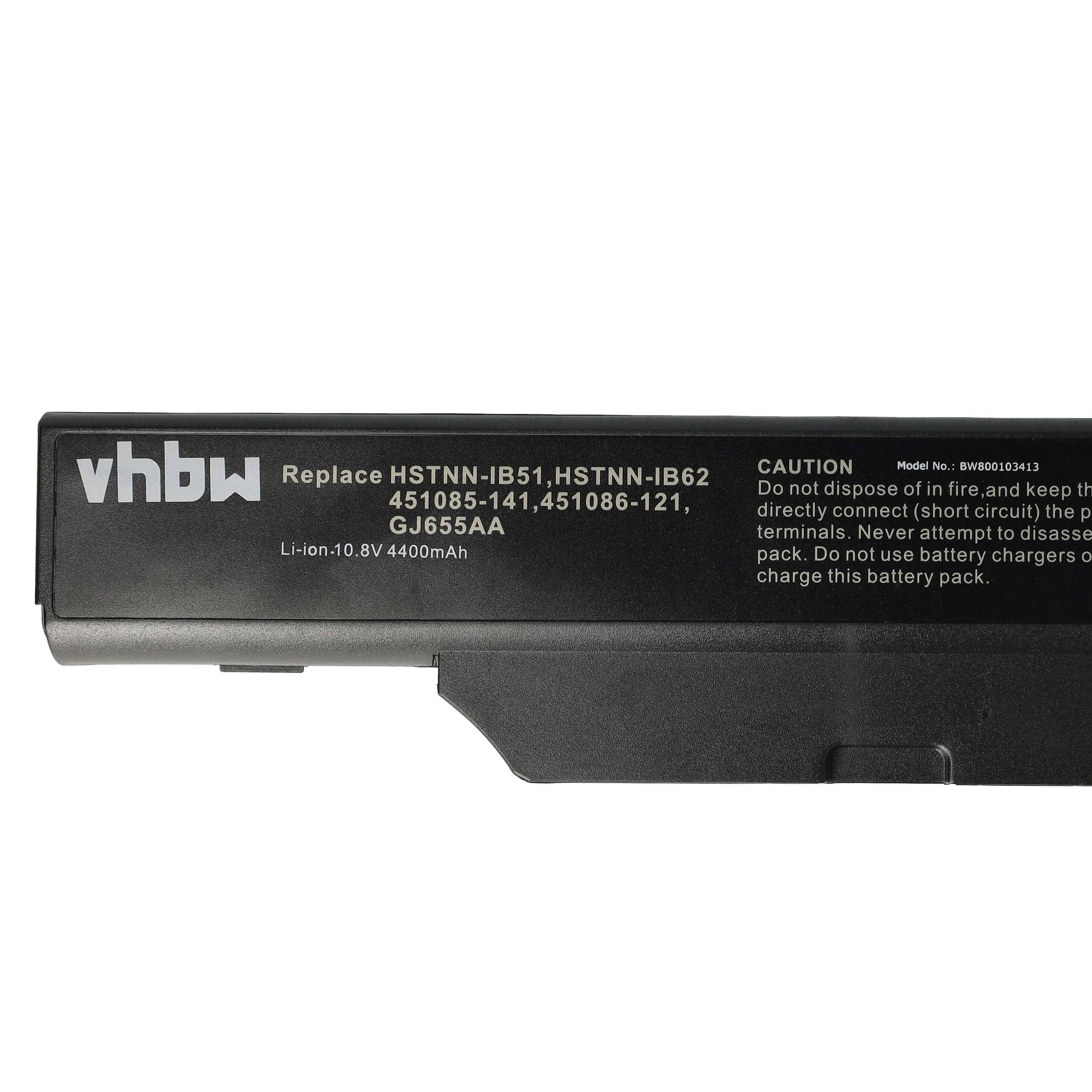 vhbw Akku kompatibel mit HP CompaQ 655HP | 6730, 6735, 6730s, 6720, 6700, 610, 6720s, 6720t, 550 Notebook (4400 mAh, 10-4