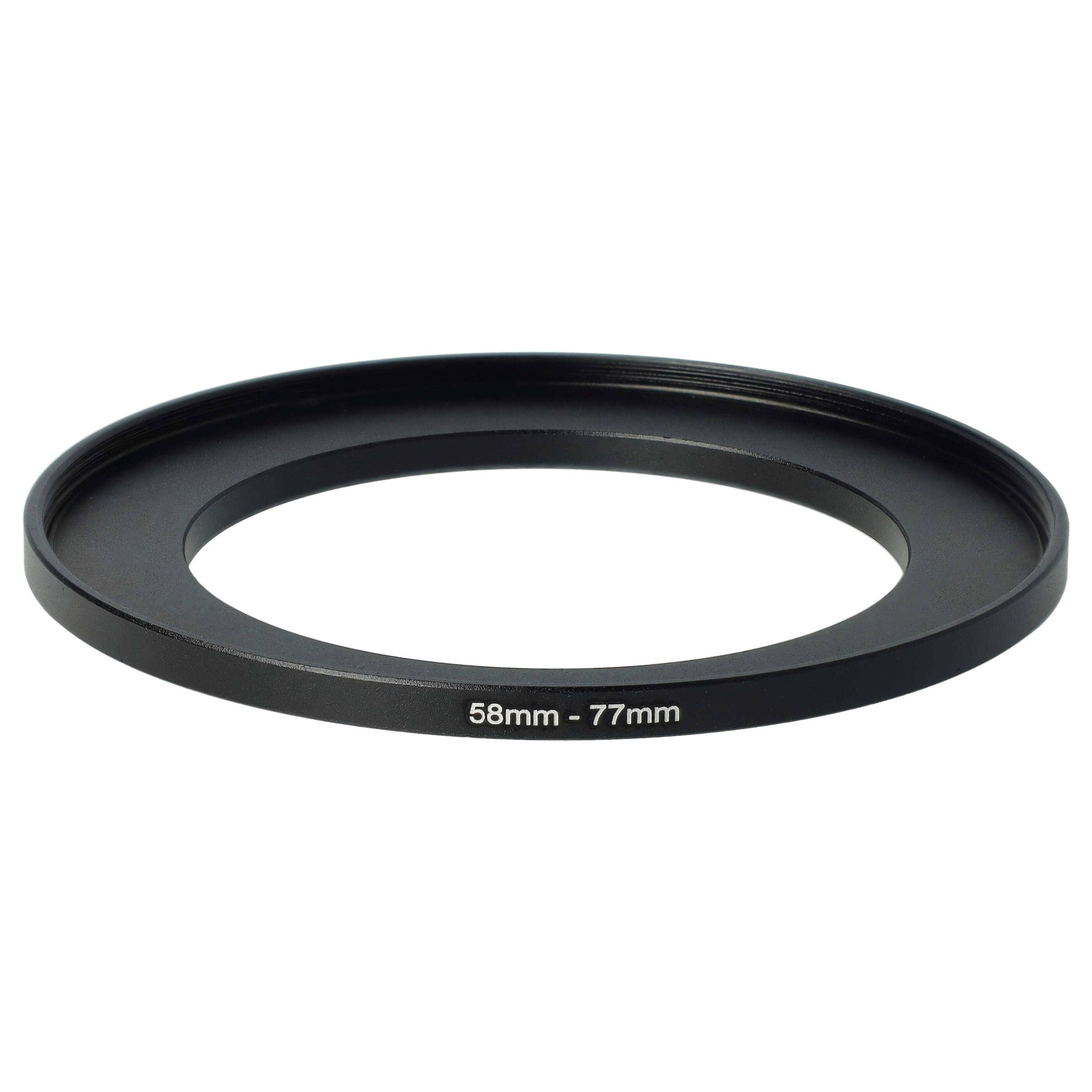 vhbw Step-Up-Ring Adapter von 58 mm auf 77 mm für Kamera Objektiv | Filteradapter, Metall, Schwarz-0