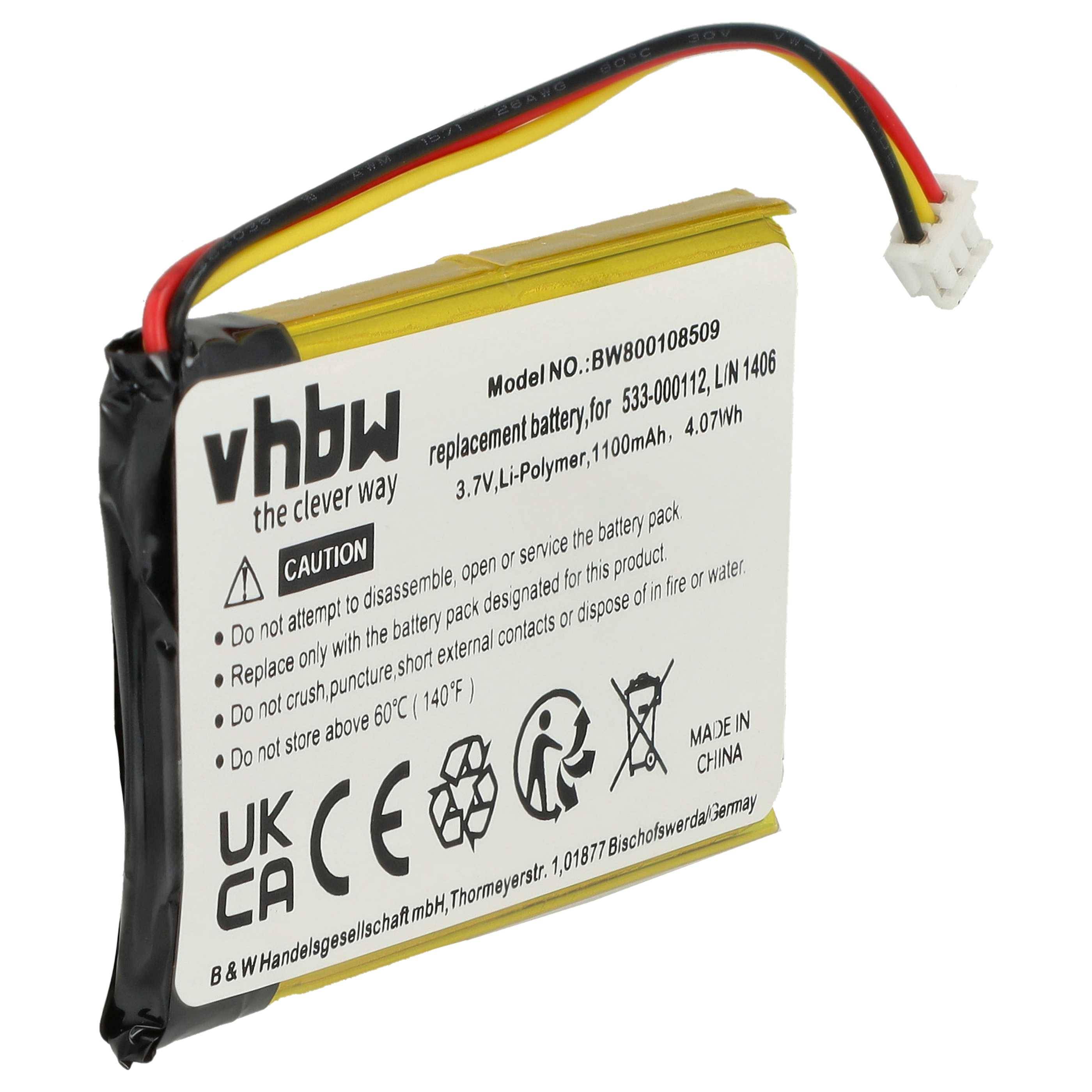 vhbw Akku Ersatz für Logitech L/N 1406 | 533-000112 für kabellose Tastatur (1100 mAh, 3,7 V, Li-Polymer)-0