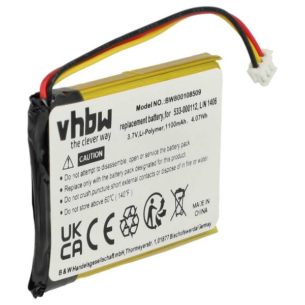 vhbw Akku Ersatz für Logitech L/N 1406 | 533-000112 für kabellose Tastatur (1100 mAh, 3,7 V, Li-Polymer)