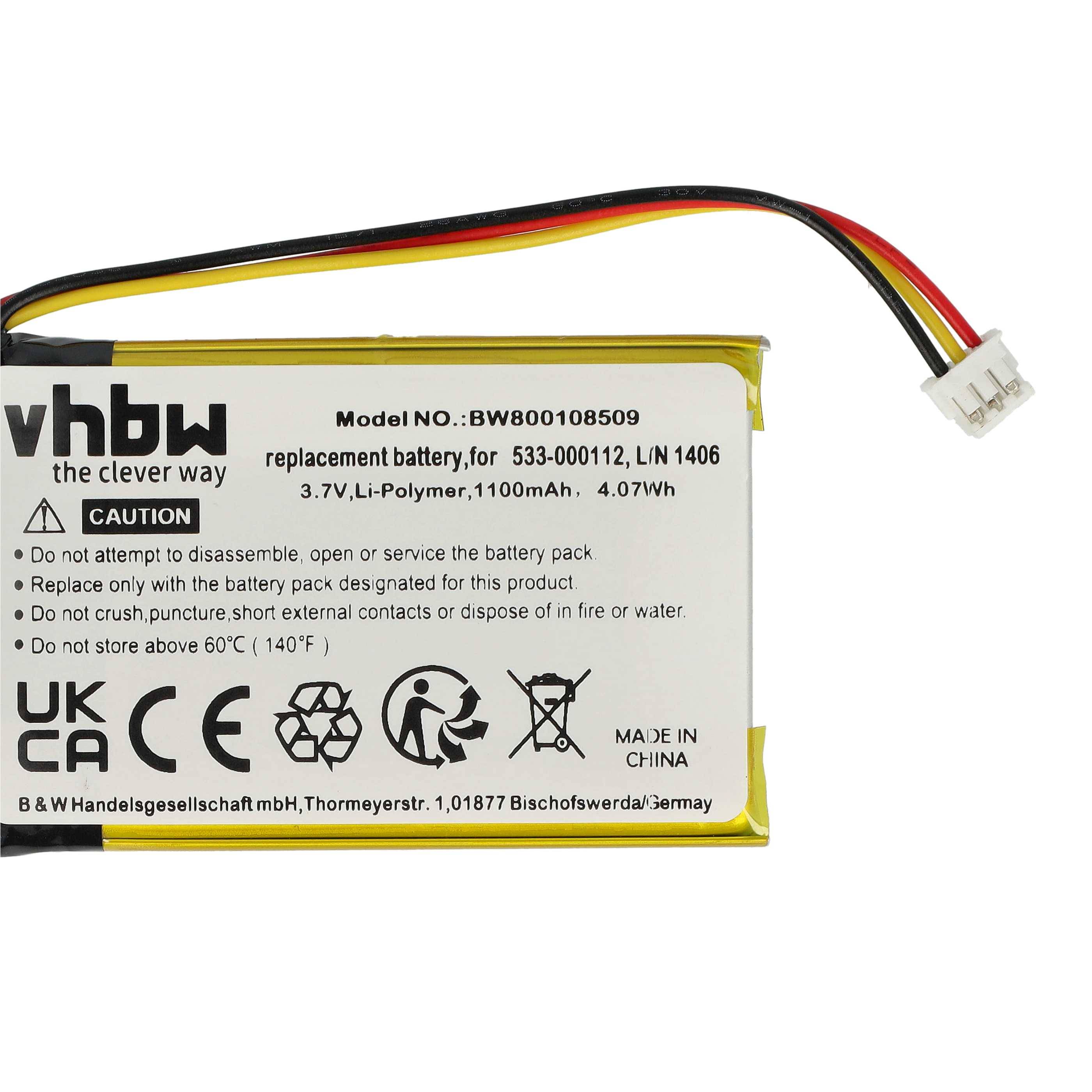 vhbw Akku Ersatz für Logitech L/N 1406 | 533-000112 für kabellose Tastatur (1100 mAh, 3,7 V, Li-Polymer)-4