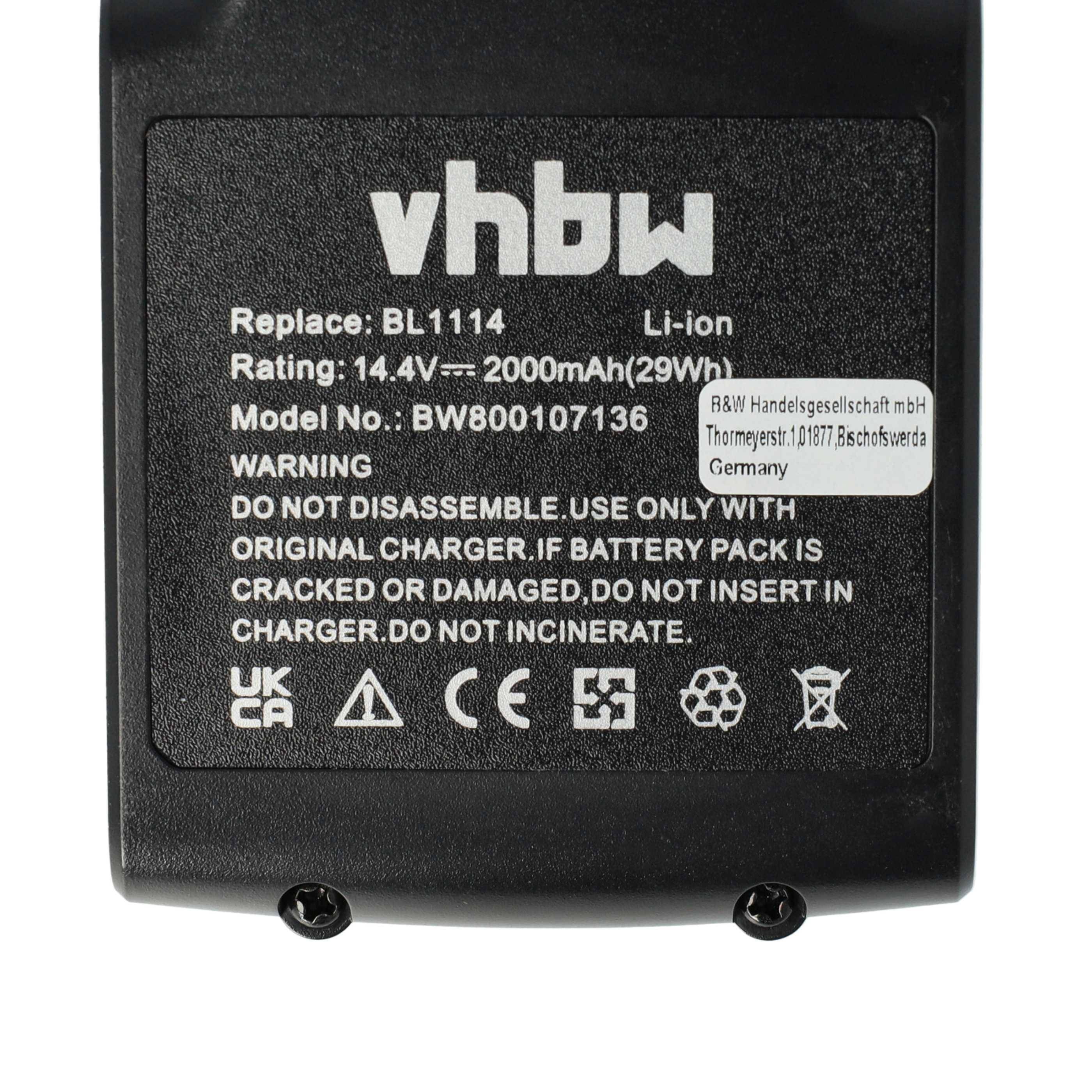 vhbw 2x Akku Ersatz für Black & Decker BL1314 | LB16, BL1514, BL1114 für Werkzeug (2000 mAh, Li-Ion, 14,4 V)-4