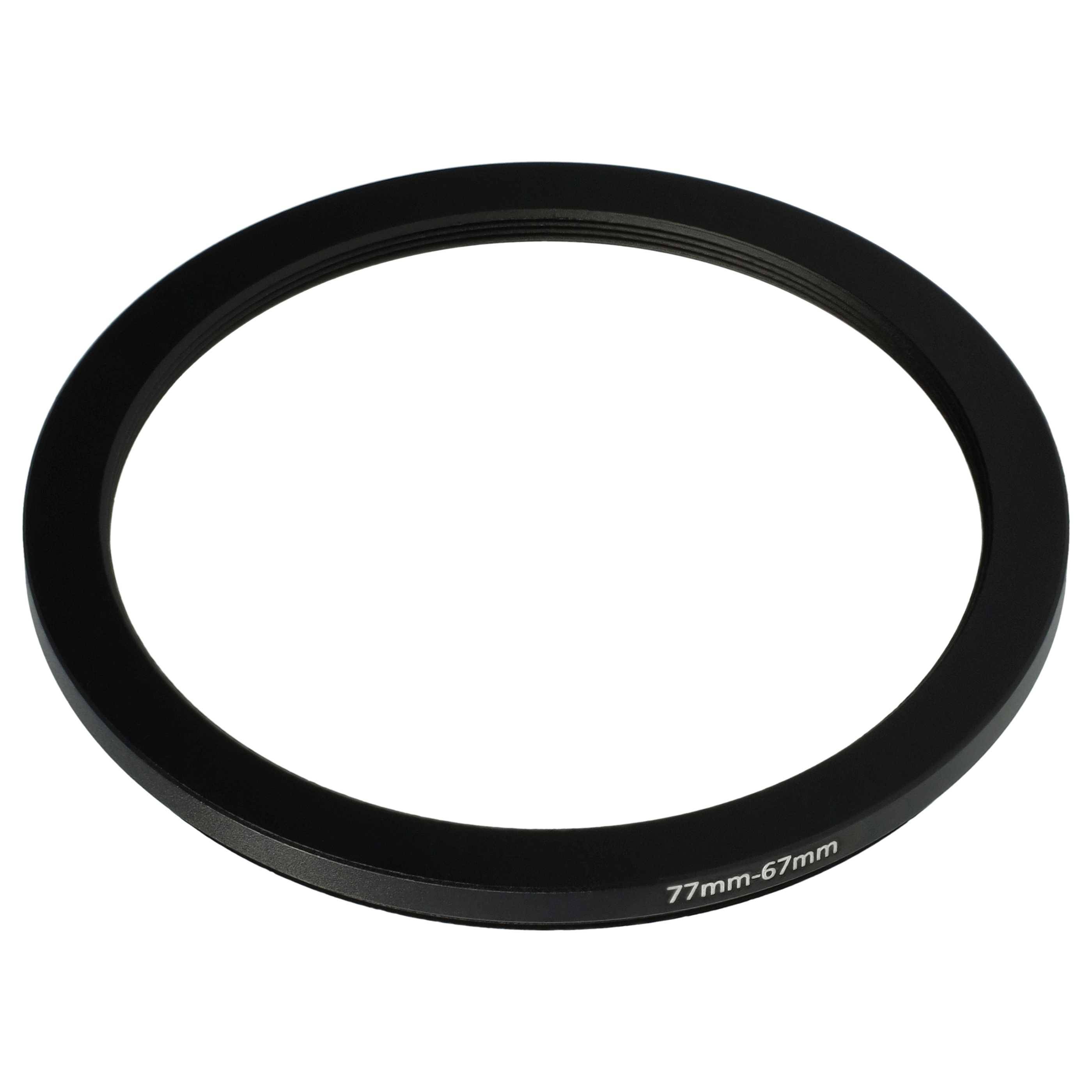 vhbw Step-Down-Ring Adapter von 77 mm auf 67 mm für Kamera Objektiv | Filteradapter, Metall Schwarz-0
