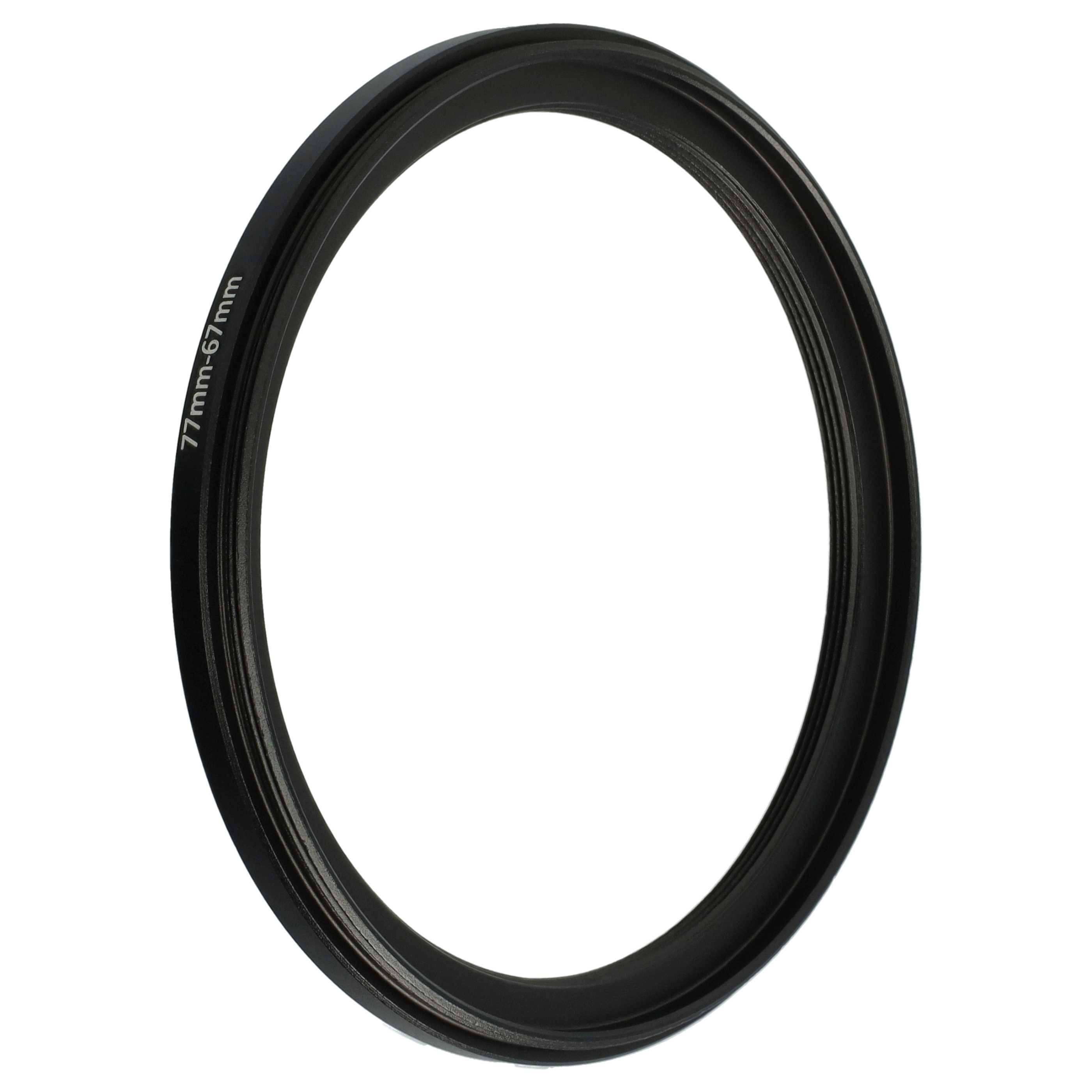 vhbw Step-Down-Ring Adapter von 77 mm auf 67 mm für Kamera Objektiv | Filteradapter, Metall Schwarz-1
